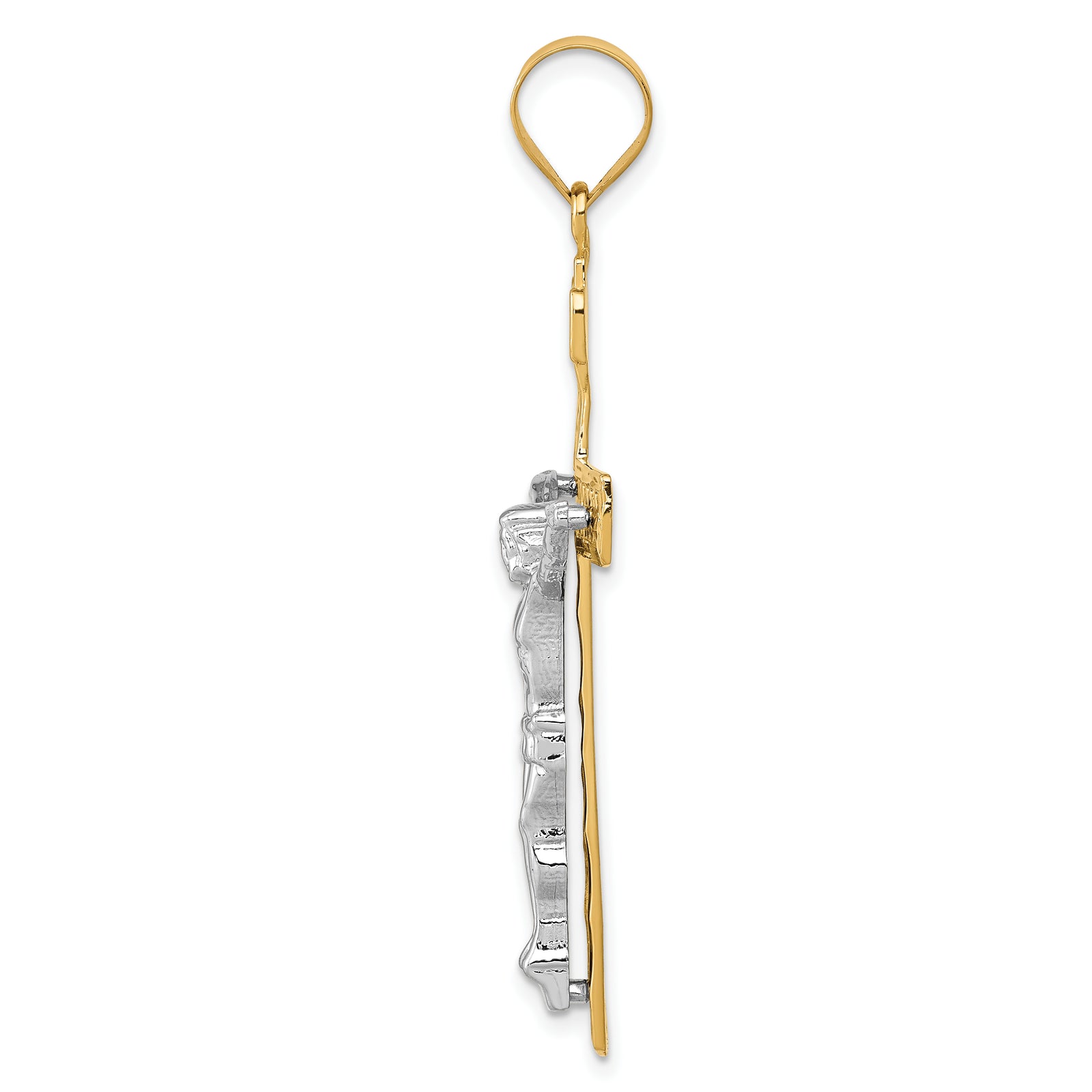 14k Two-tone INRI Crucifix Pendant