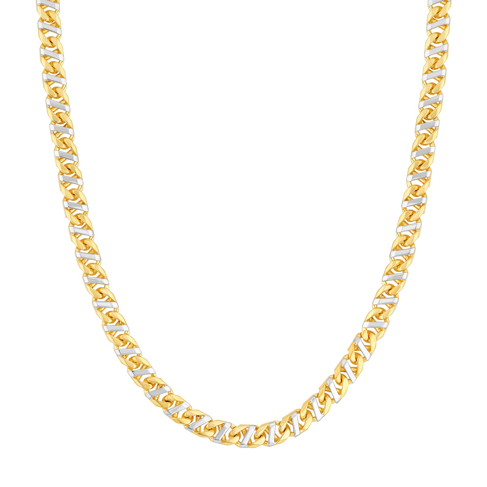 7mm Two-Tone Mens Mariner Chain