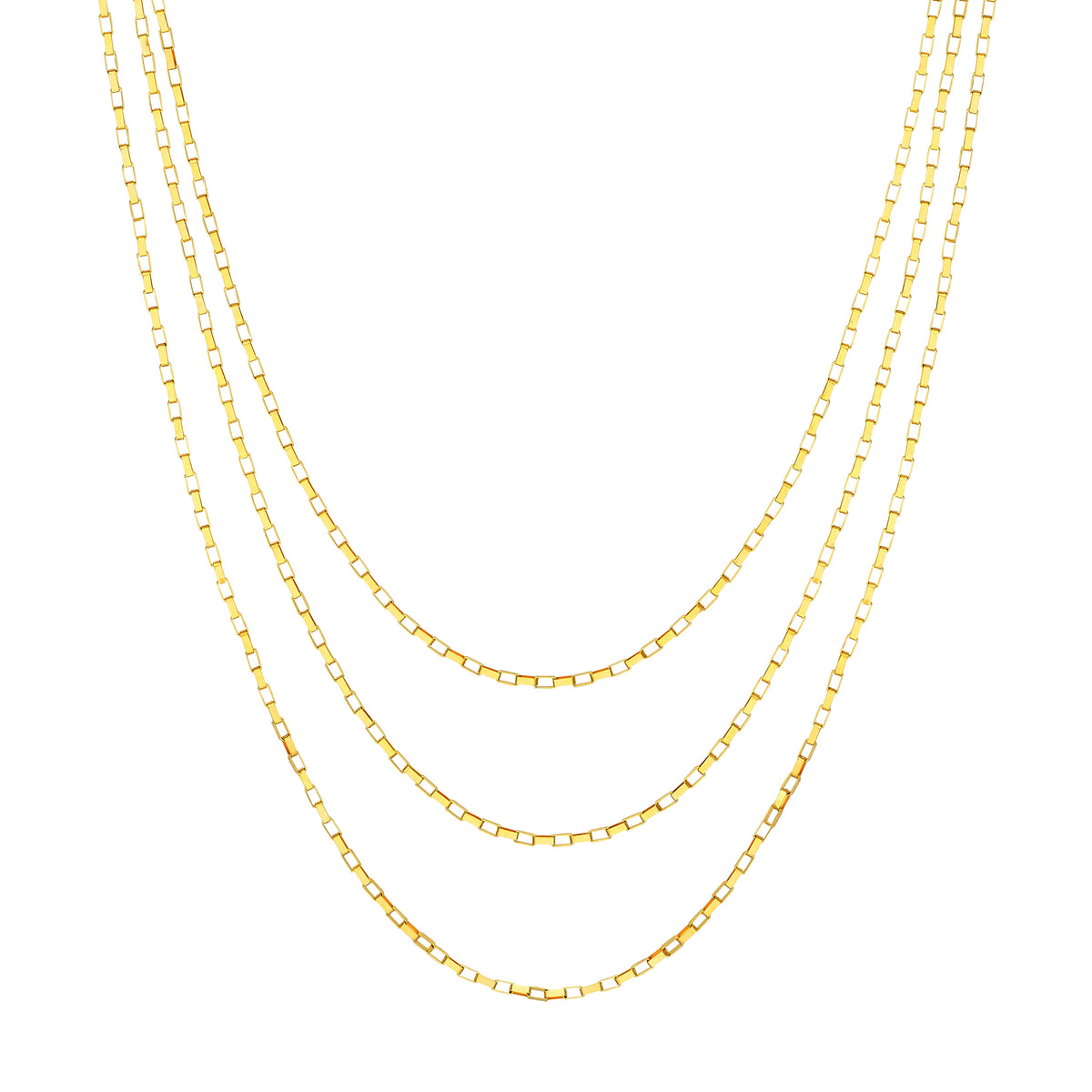 Triple Graduated Box Link Necklace
