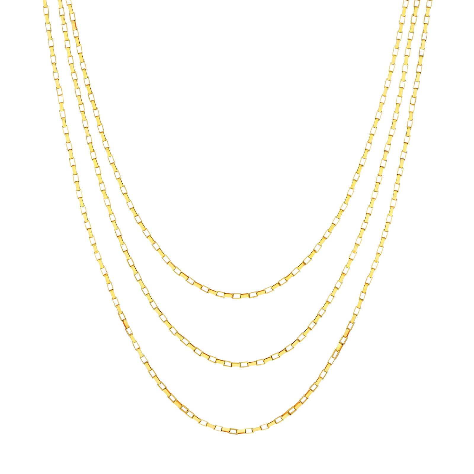 Triple Graduated Box Link Necklace