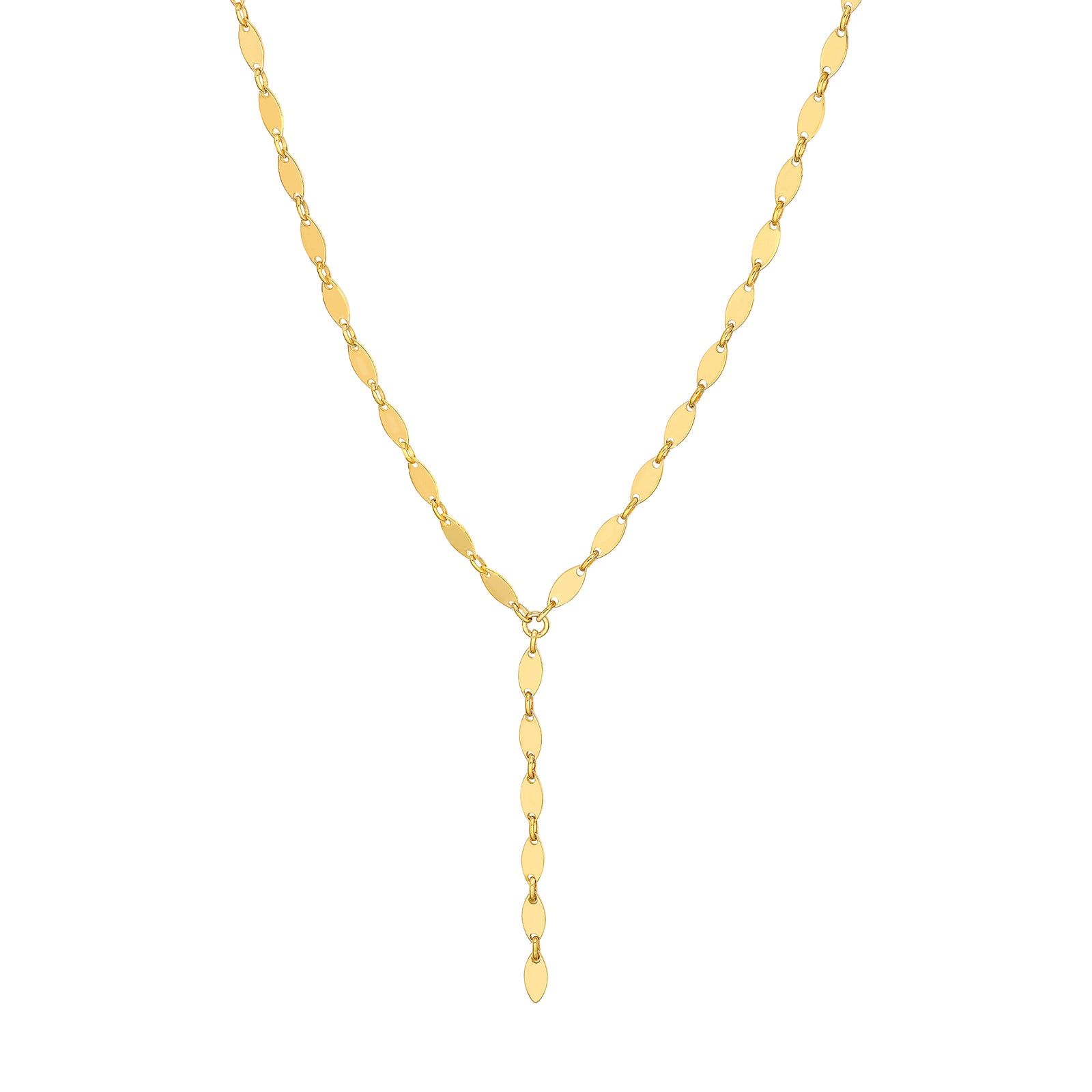 Mirror Oval Shape Link Lariat Necklace