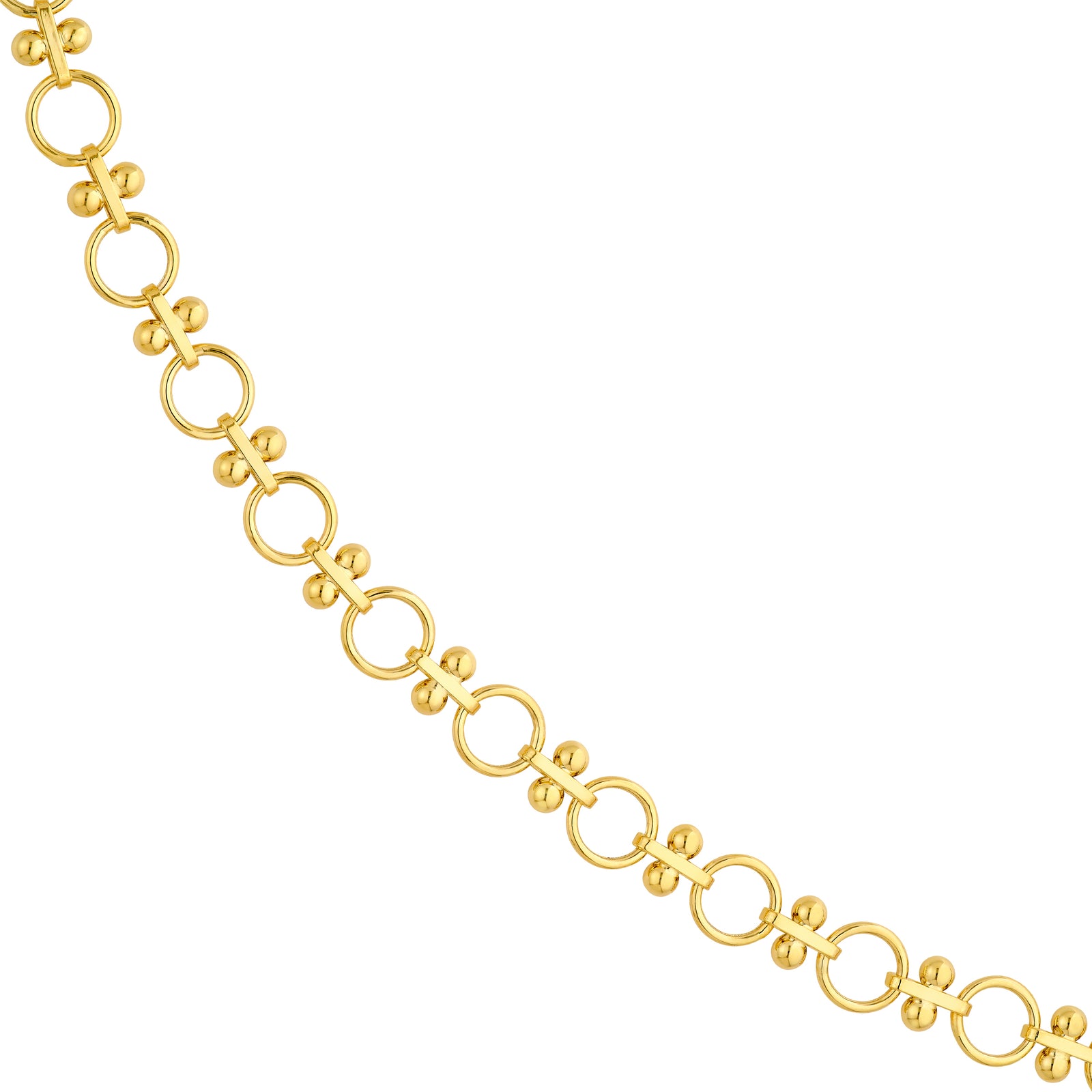 Alternating Round Link and Beaded Bar Necklace