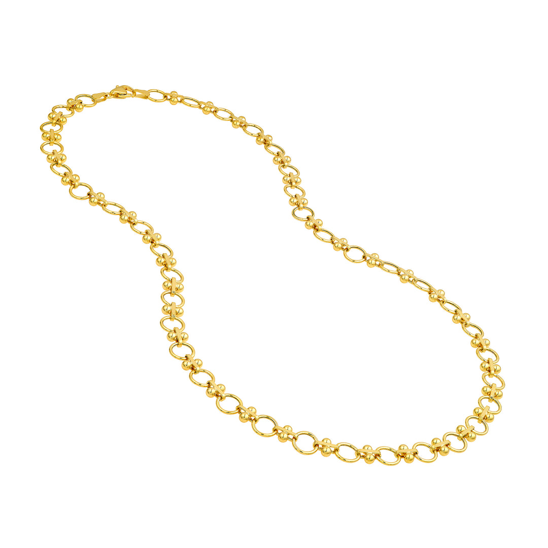 Alternating Round Link and Beaded Bar Necklace