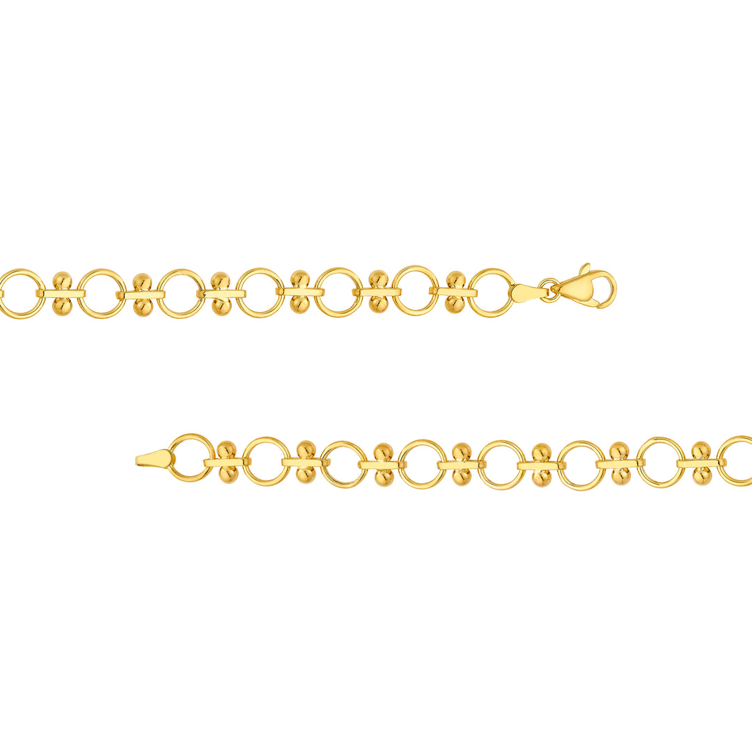 Alternating Round Link and Beaded Bar Necklace
