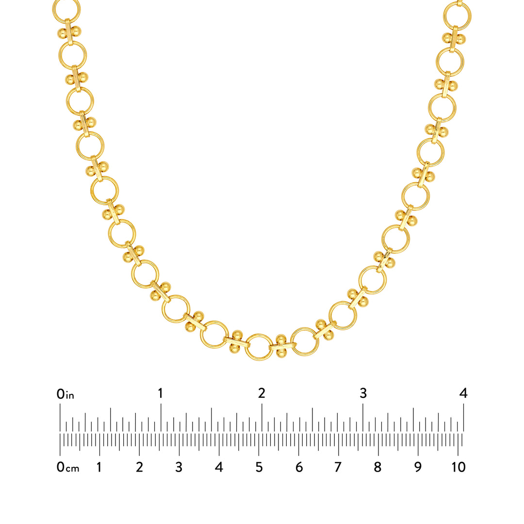 Alternating Round Link and Beaded Bar Necklace