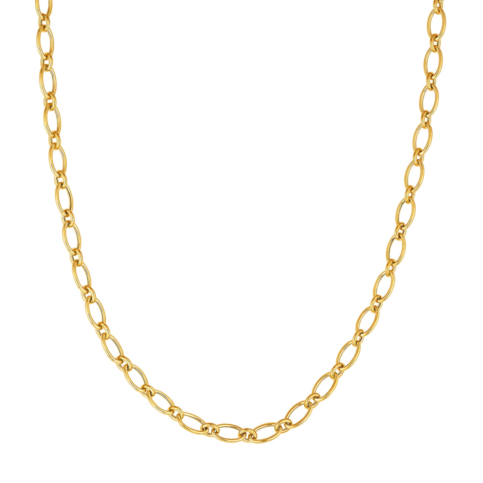 Hollow Oval Link 1+1 Chain Necklace