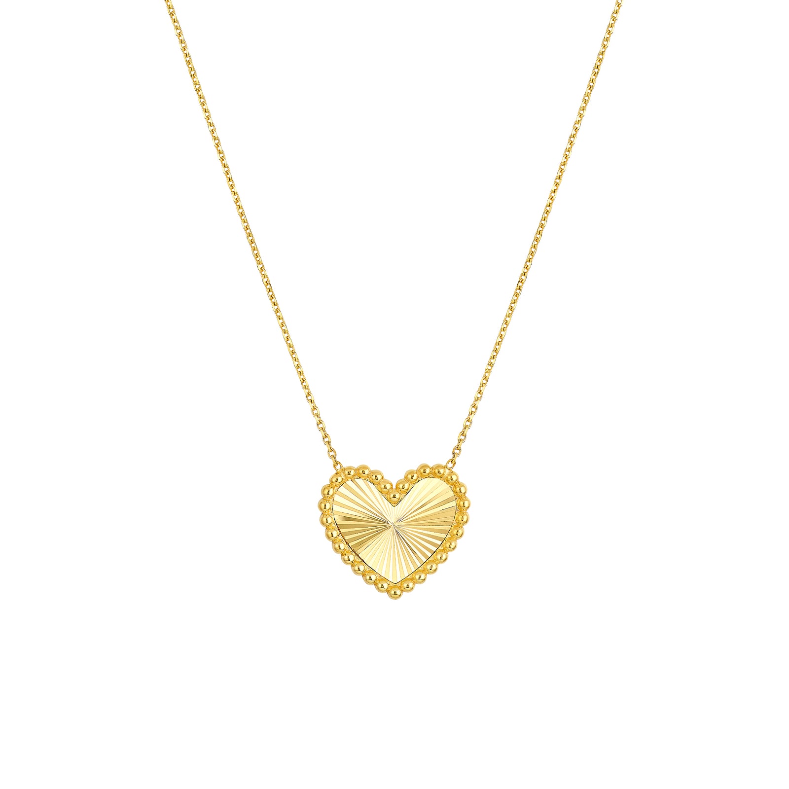 Beaded Border Radiant Heart Necklace