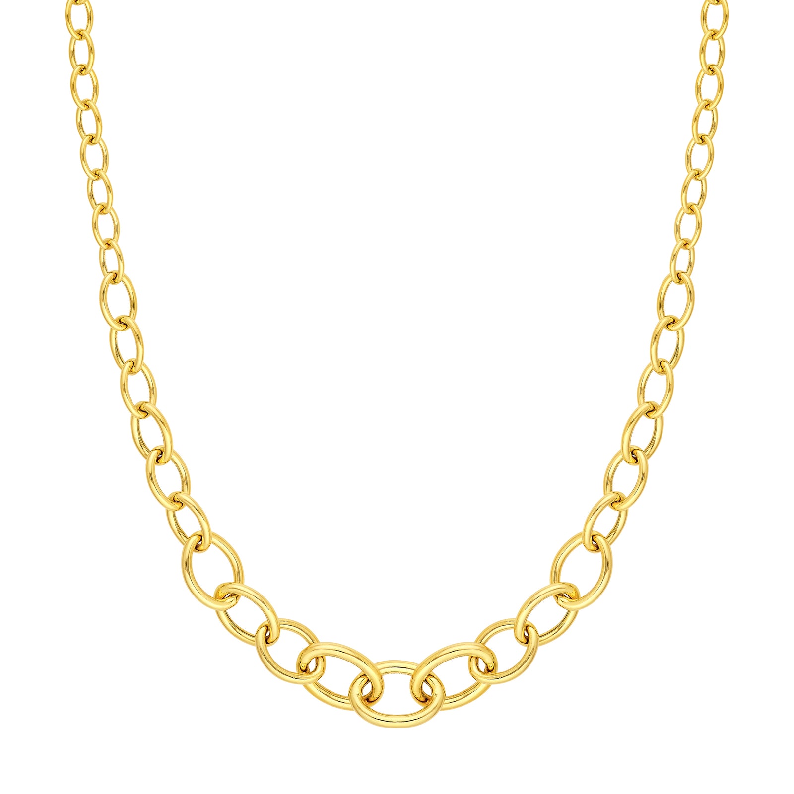Hollow Graduated Oval Link Necklace