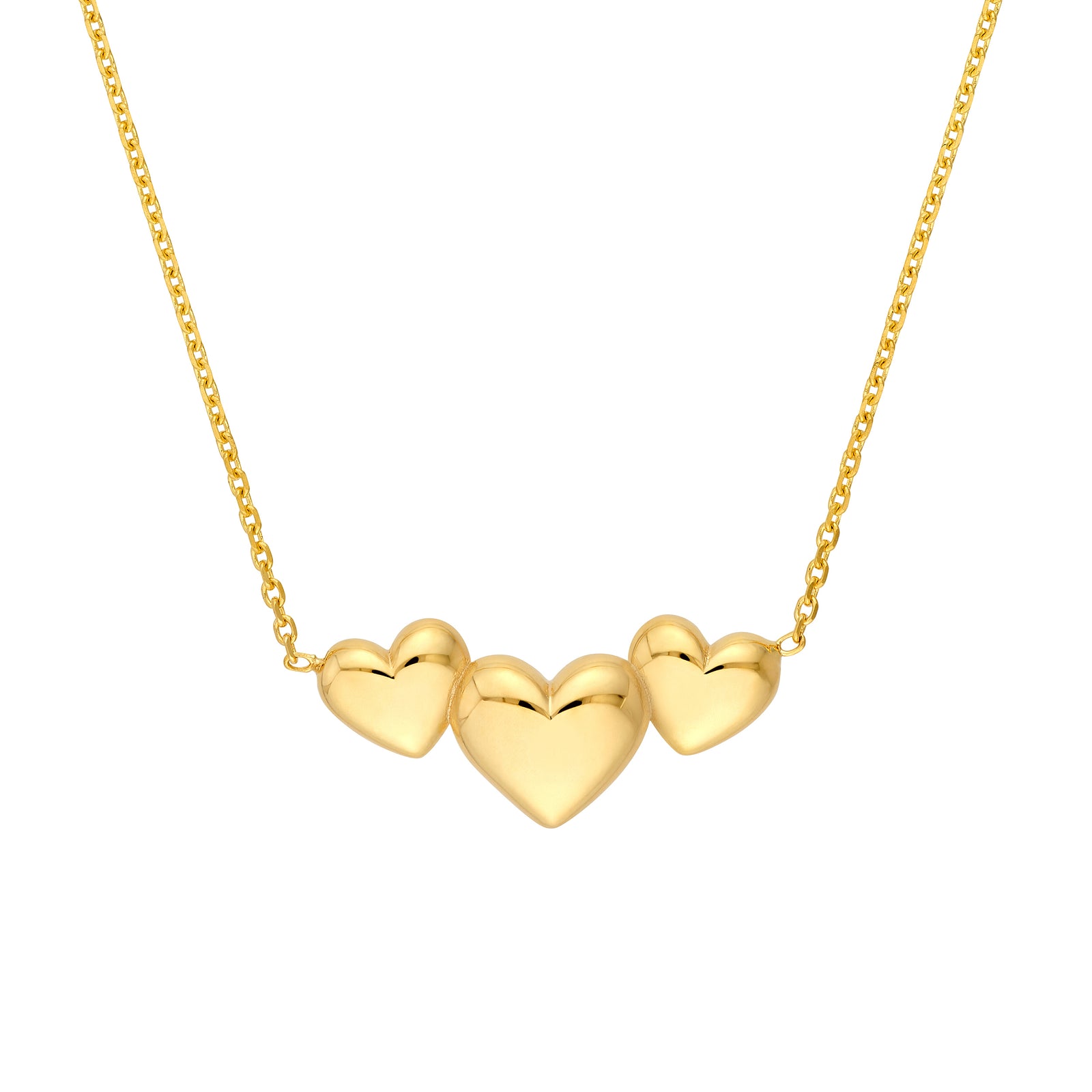 Grouped 3 Hearts Cable Necklace