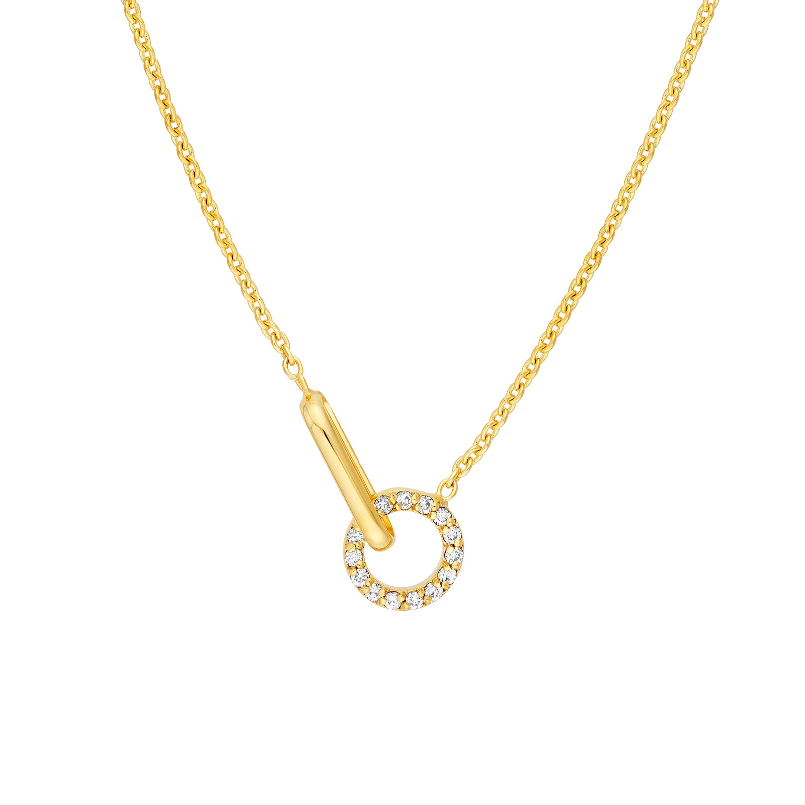 1/15tcw Diamond Round Link to Oval Necklace