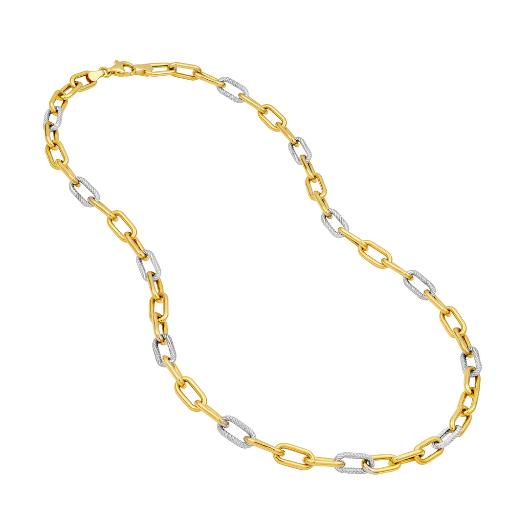 5.90mm Two-Tone Oval 3+1 Link Necklace