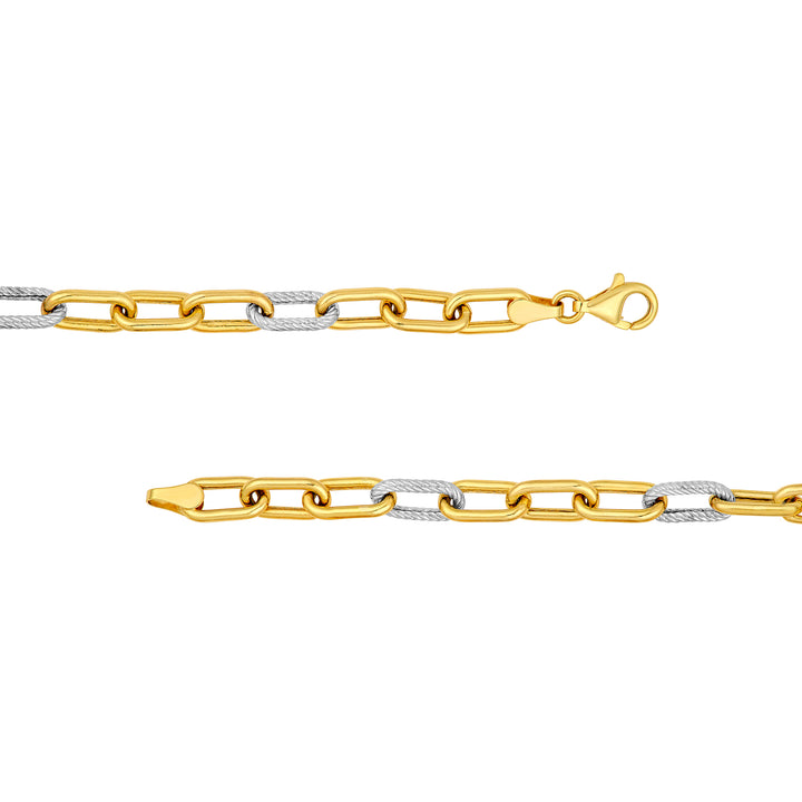 5.90mm Two-Tone Oval 3+1 Link Necklace