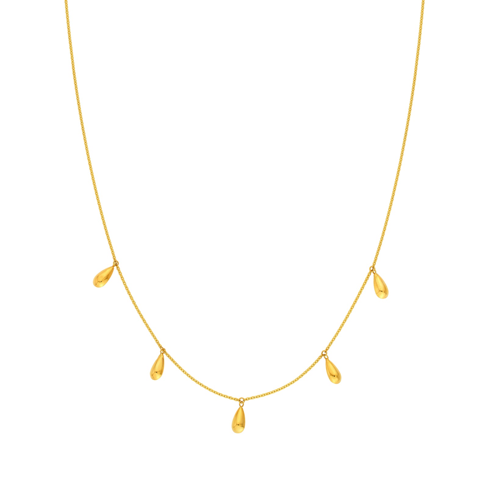 Teardrop Dangle Station Cable Necklace