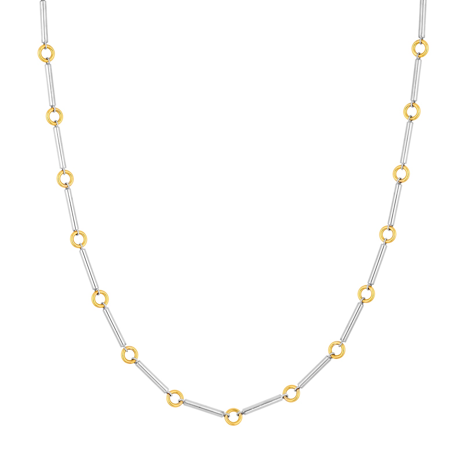 Two-Tone Bar Round Link Chain