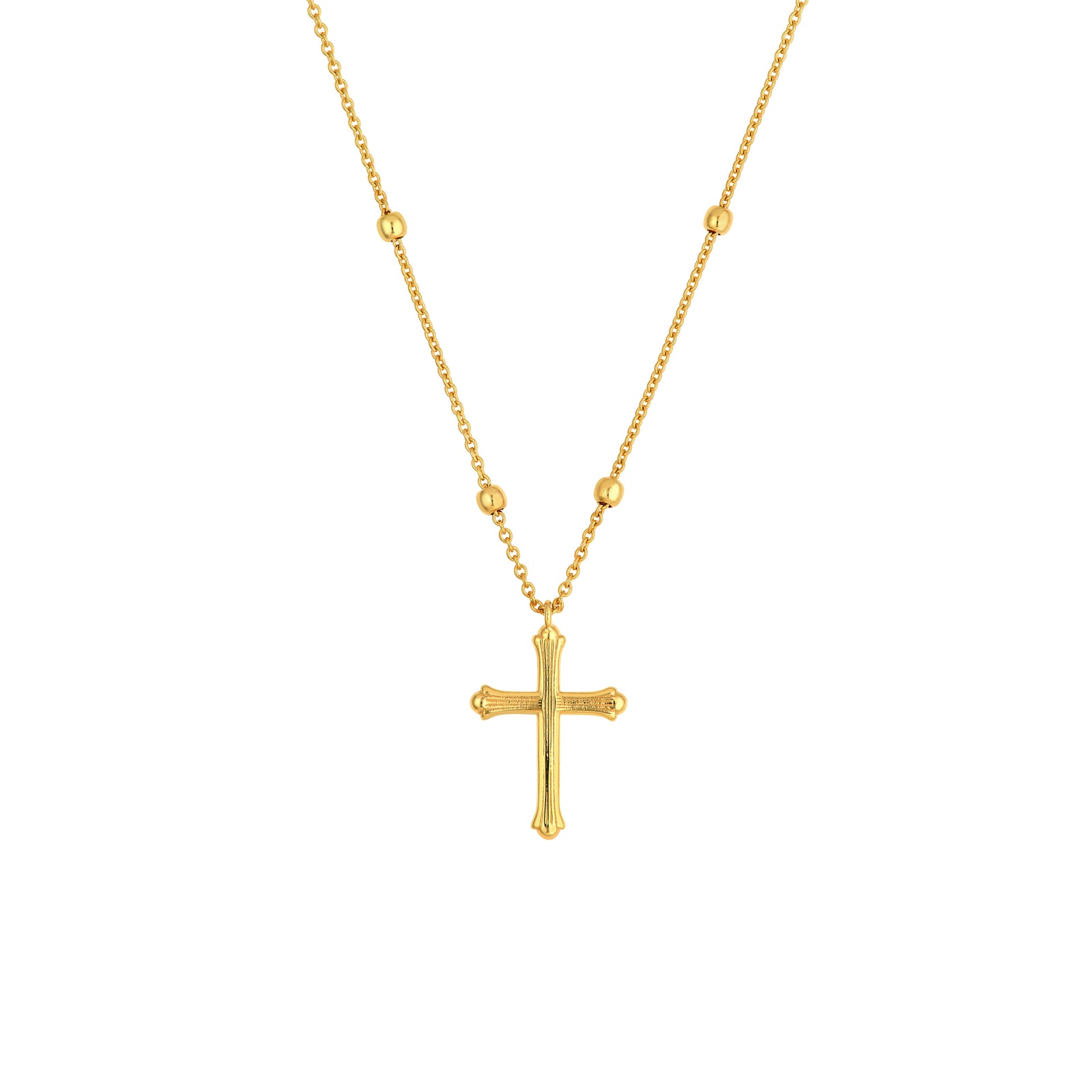 Bead Station Cross Pendant Necklace