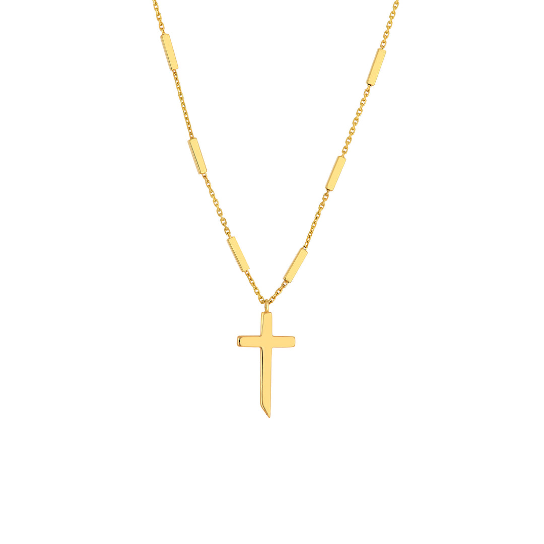 Bar Station Cross Pendant Necklace