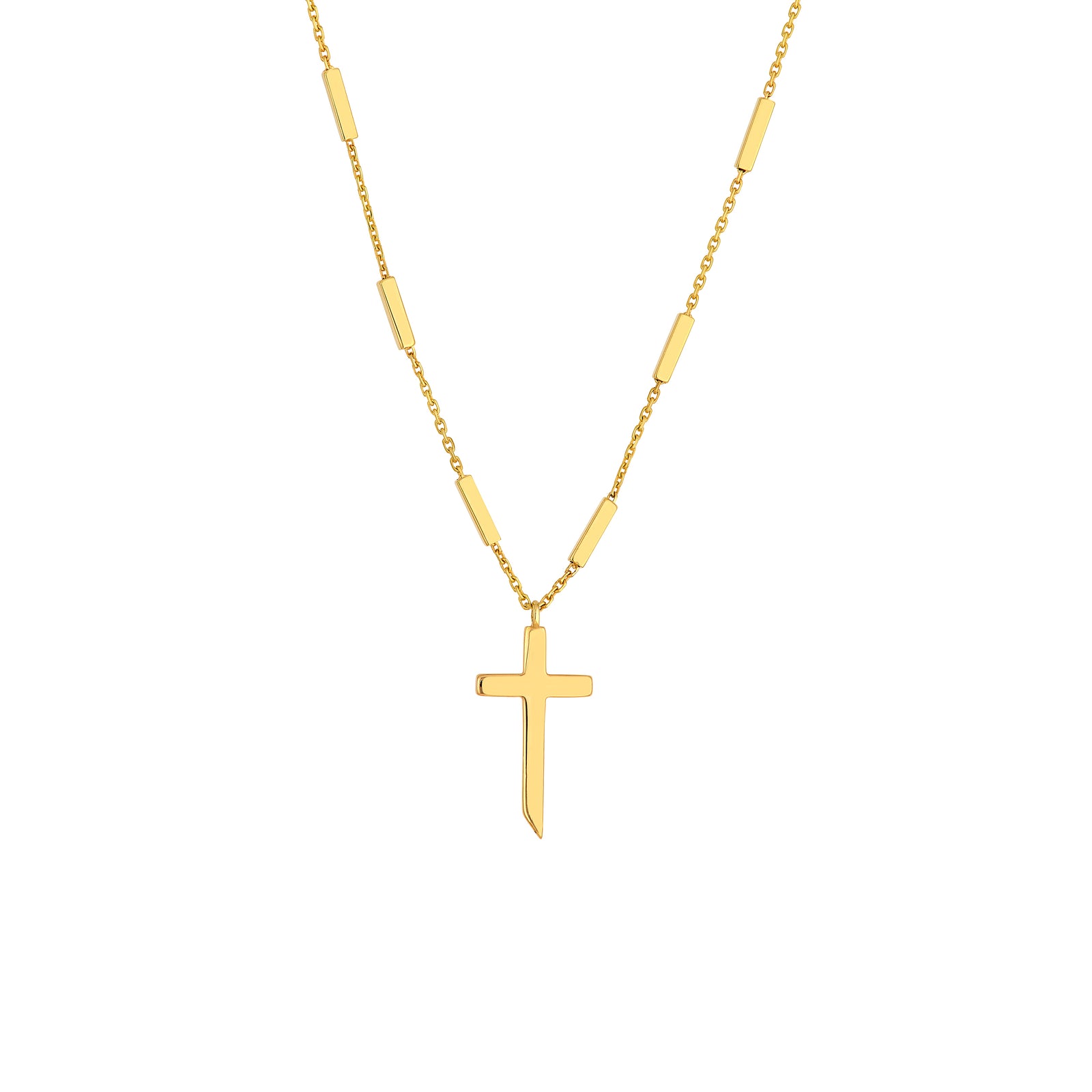 Bar Station Cross Pendant Necklace