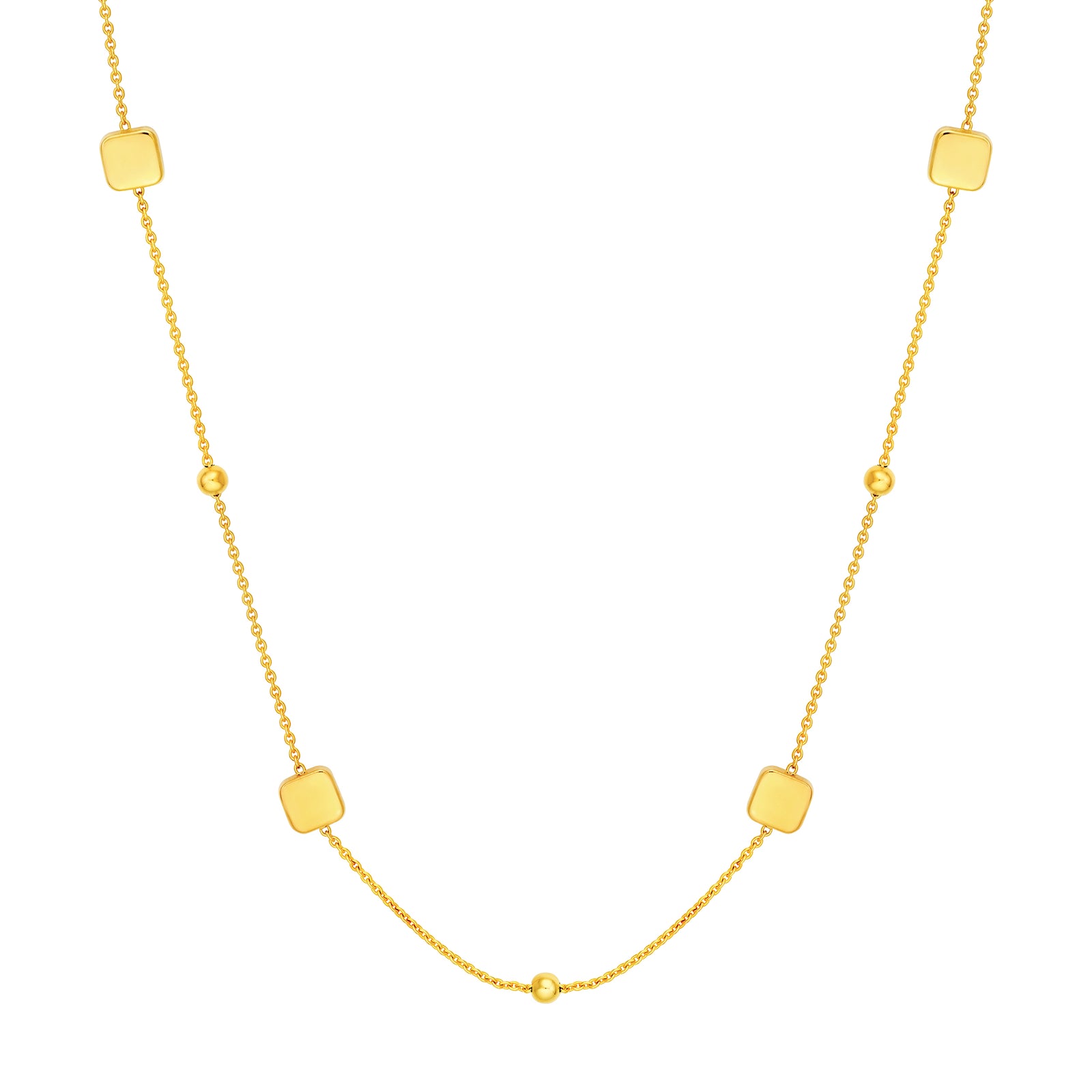 Square and Round Bead Station Necklace