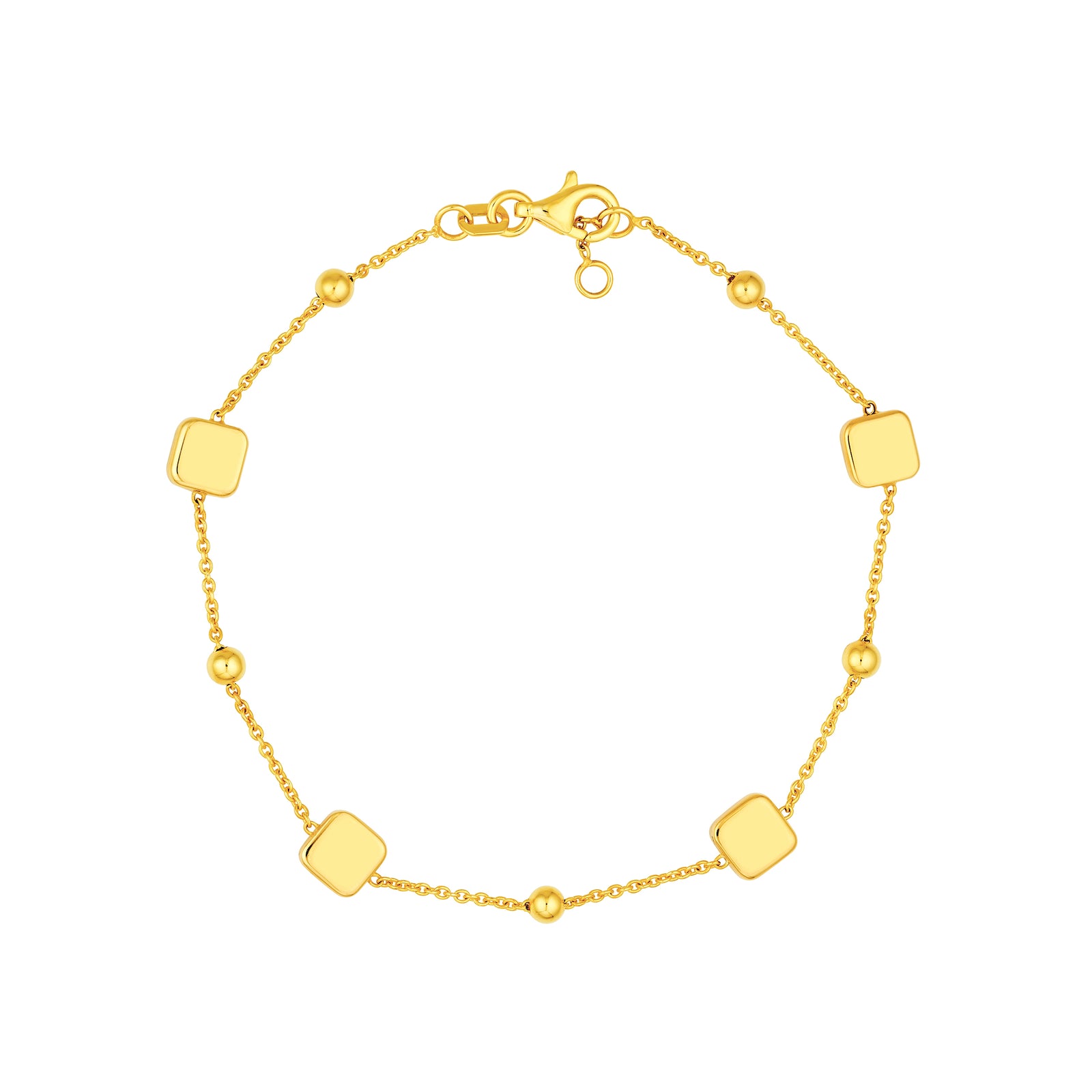 Square and Round Bead Station Bracelet