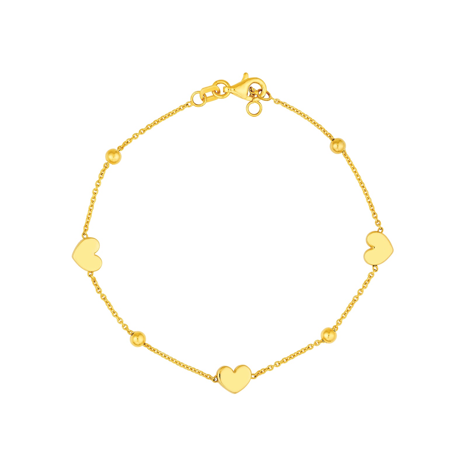Heart and Round Bead Station Bracelet