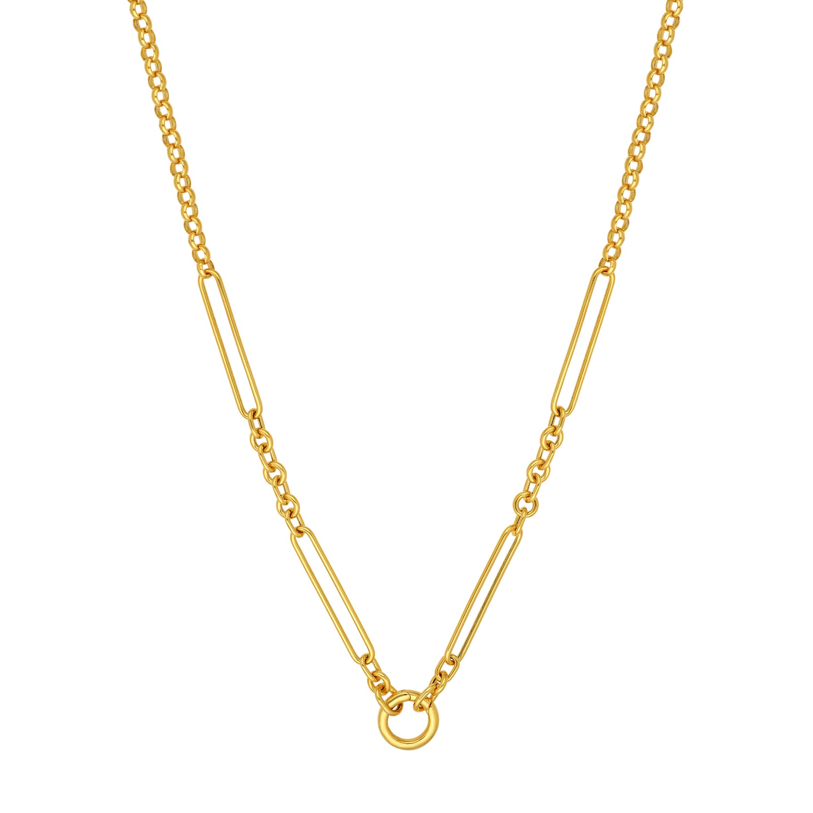 Oval & Rolo Push Lock Necklace