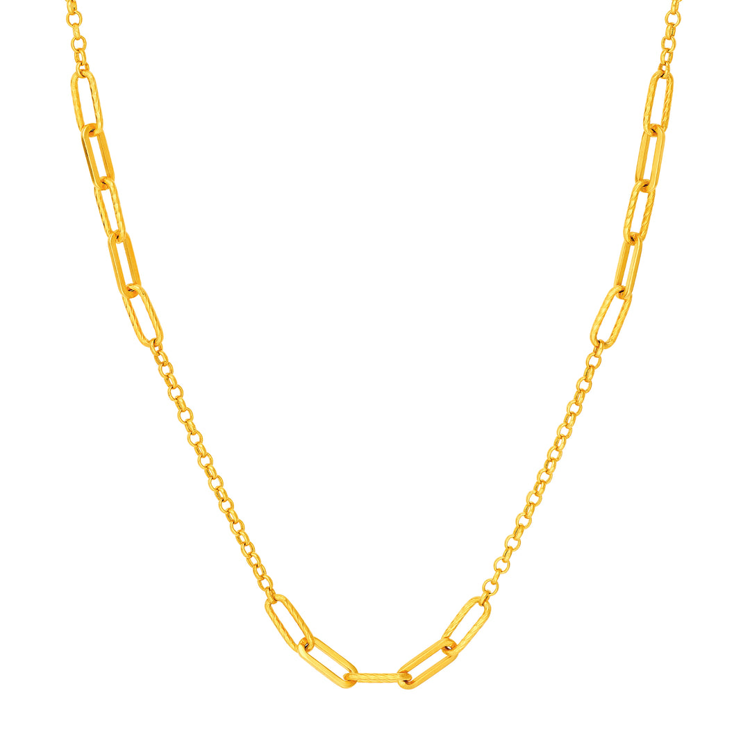 Alternating Textured Oval Link Necklace