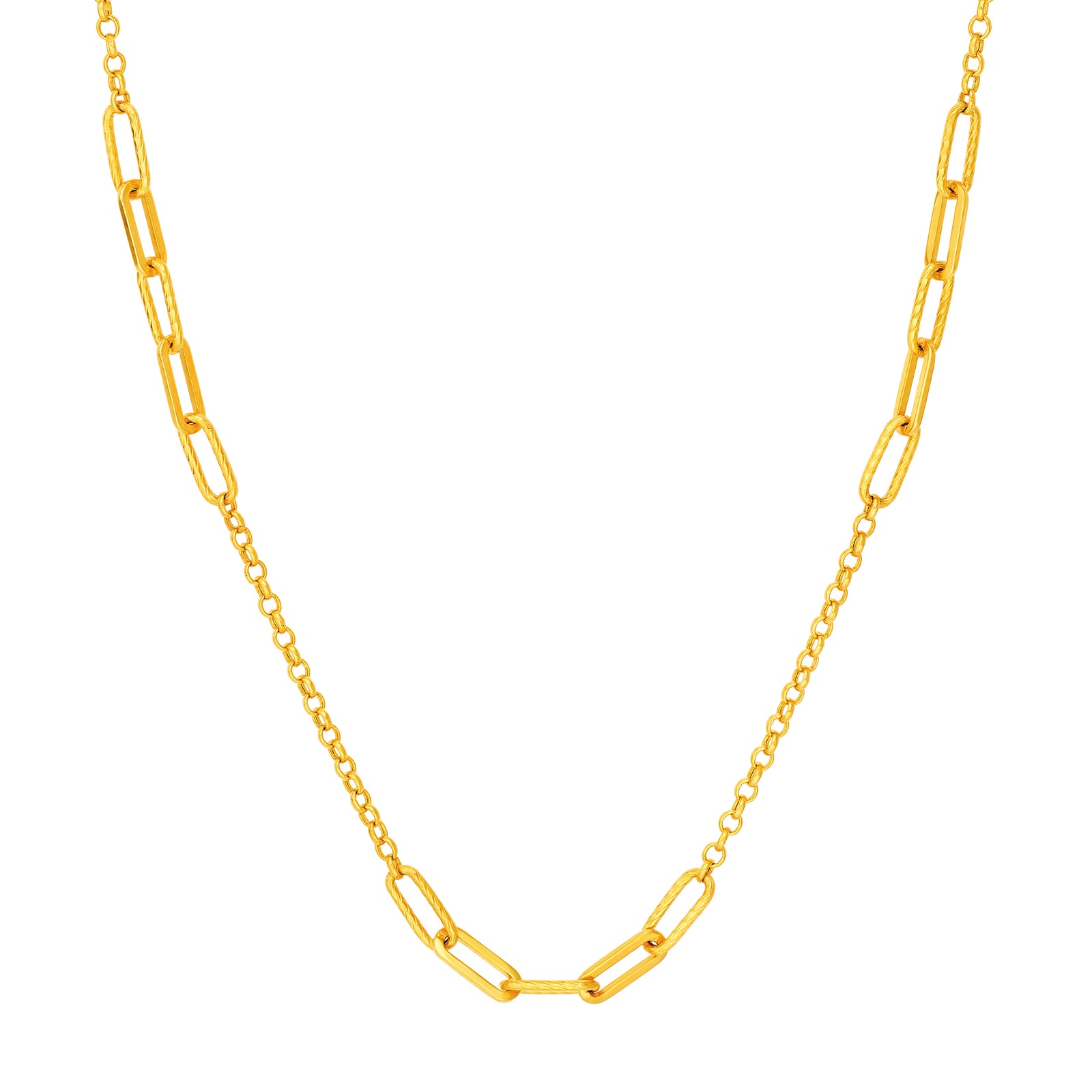 Alternating Textured Oval Link Necklace