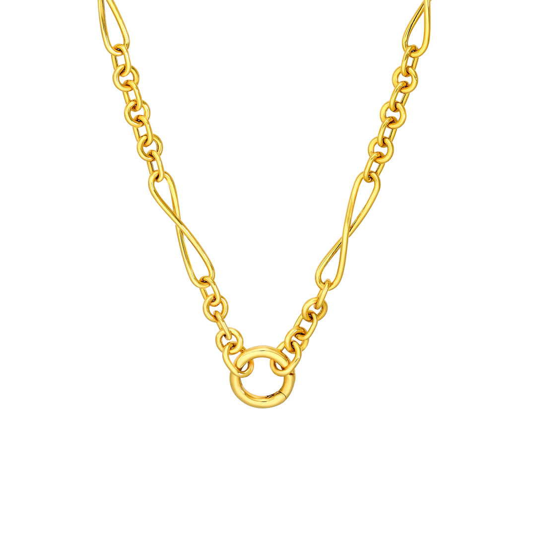 Multi Shape Link Push Lock Necklace
