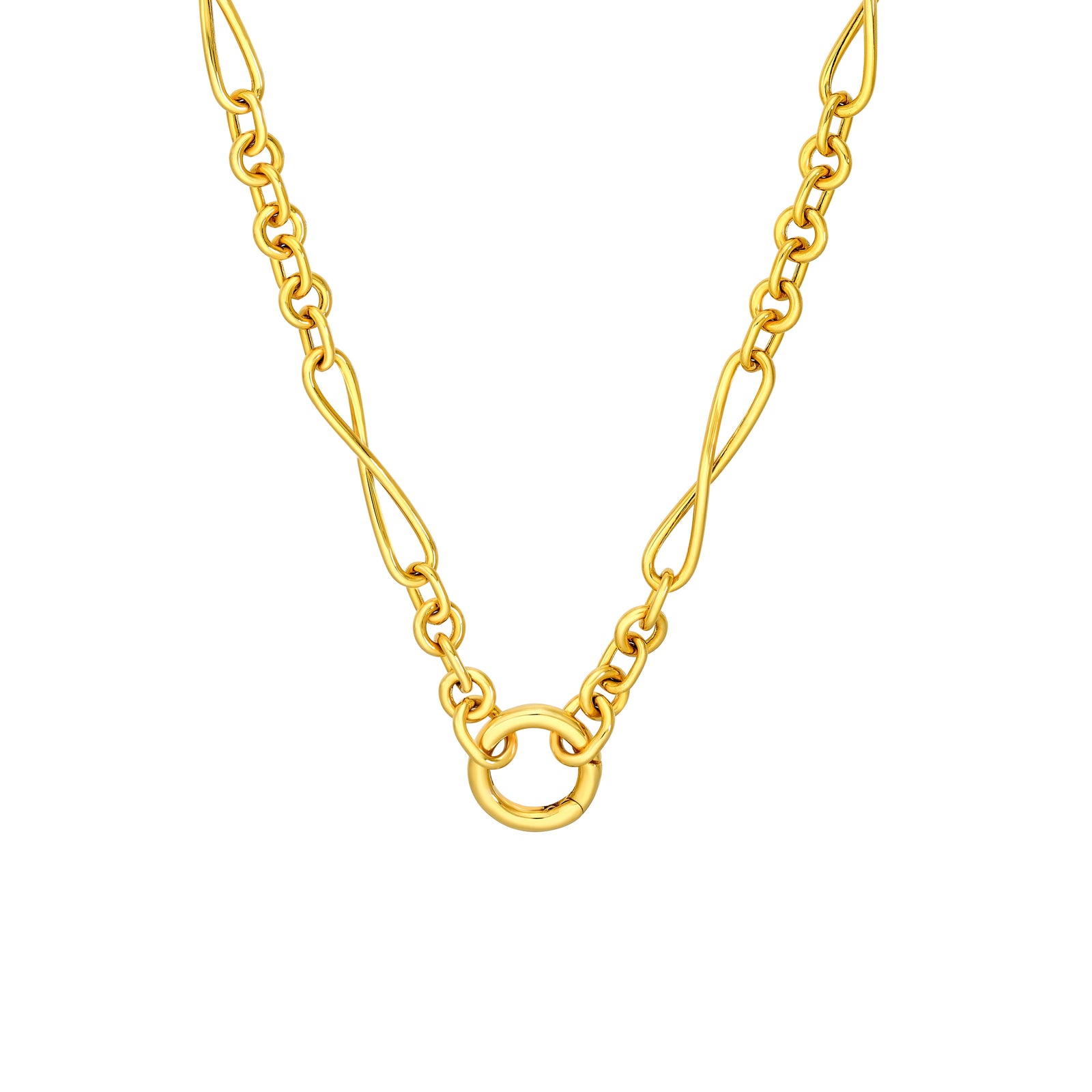 Multi Shape Link Push Lock Necklace