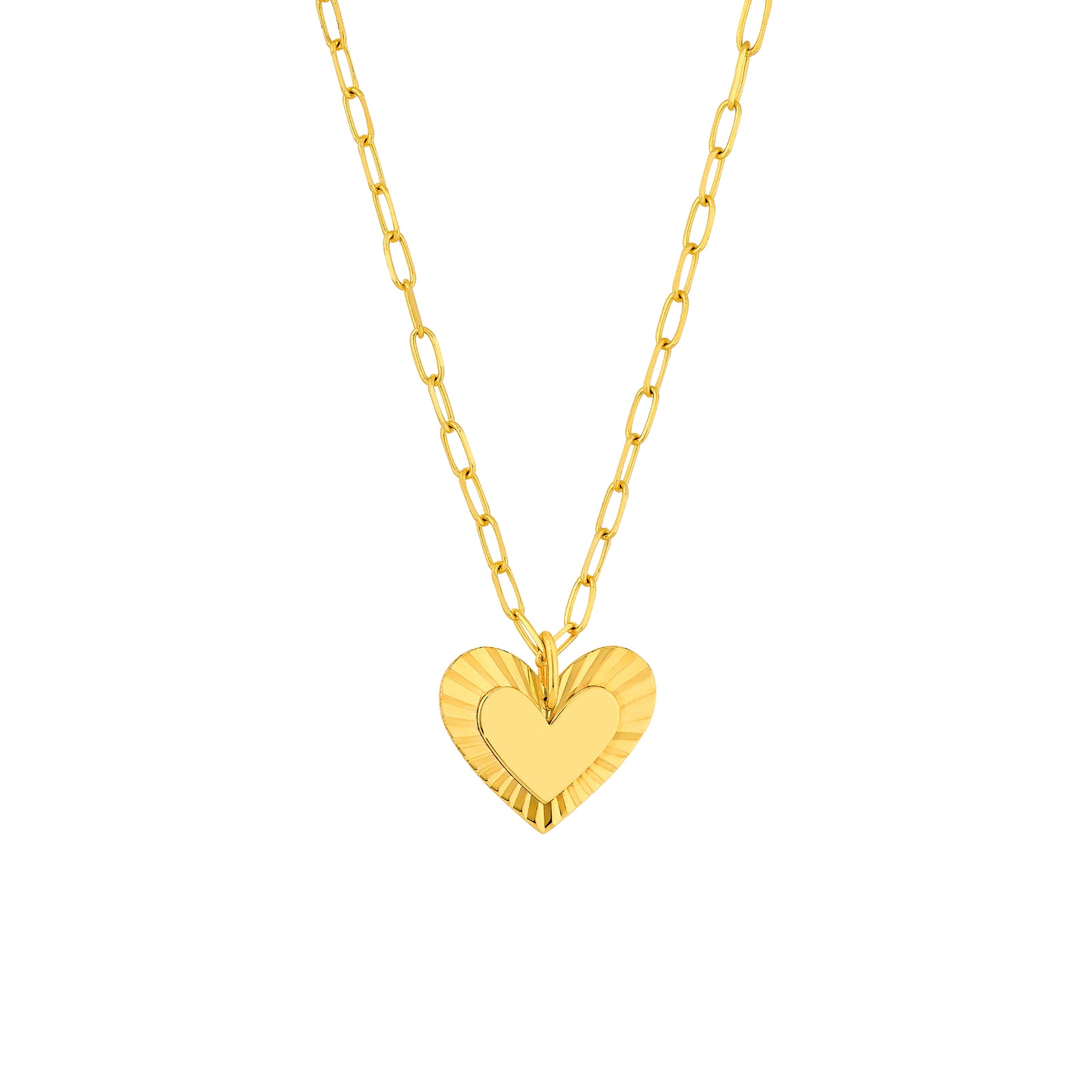 Fluted Heart Pendant Necklace