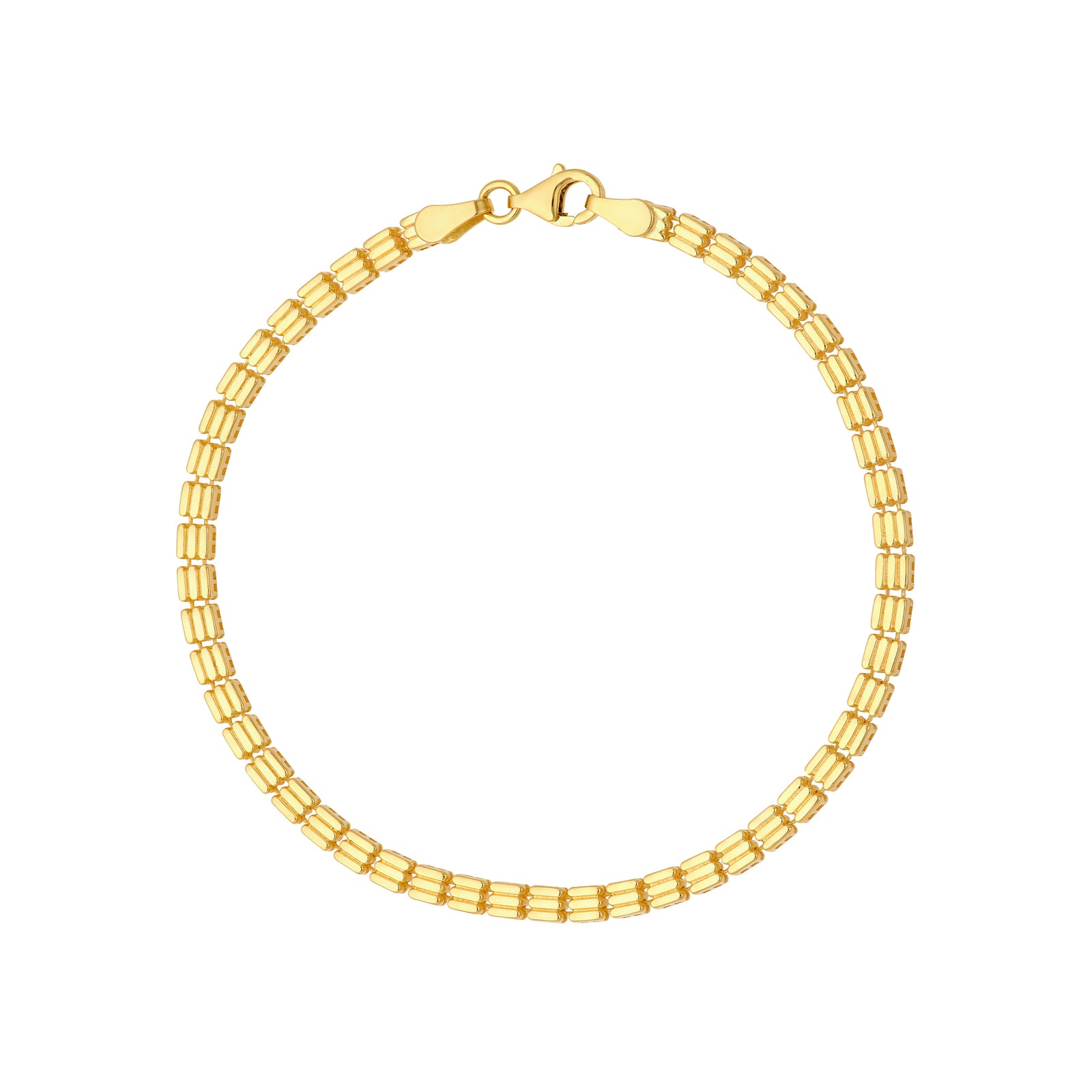 Triple Stripe Gold Square Link Bracelet