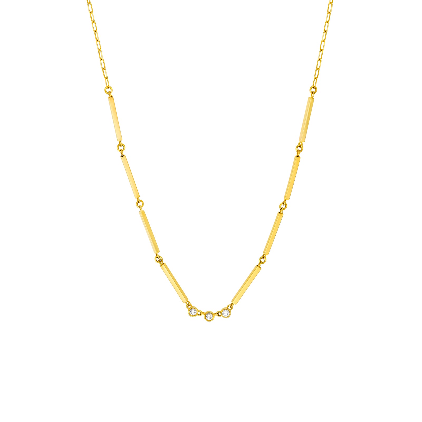 1/5tcw Diamond Trio Bar Necklace