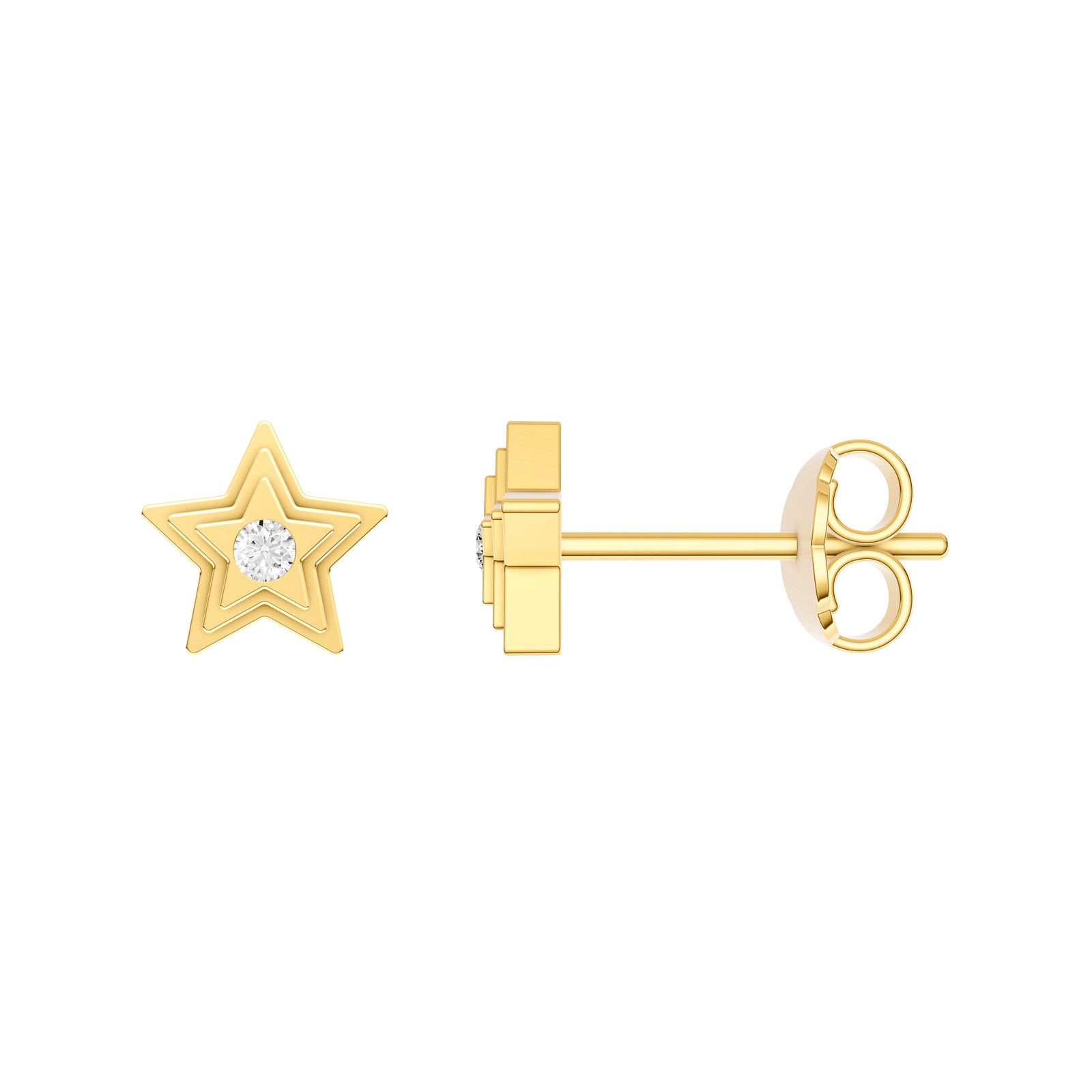 3pt Diamond Star Shape Stud Earrings