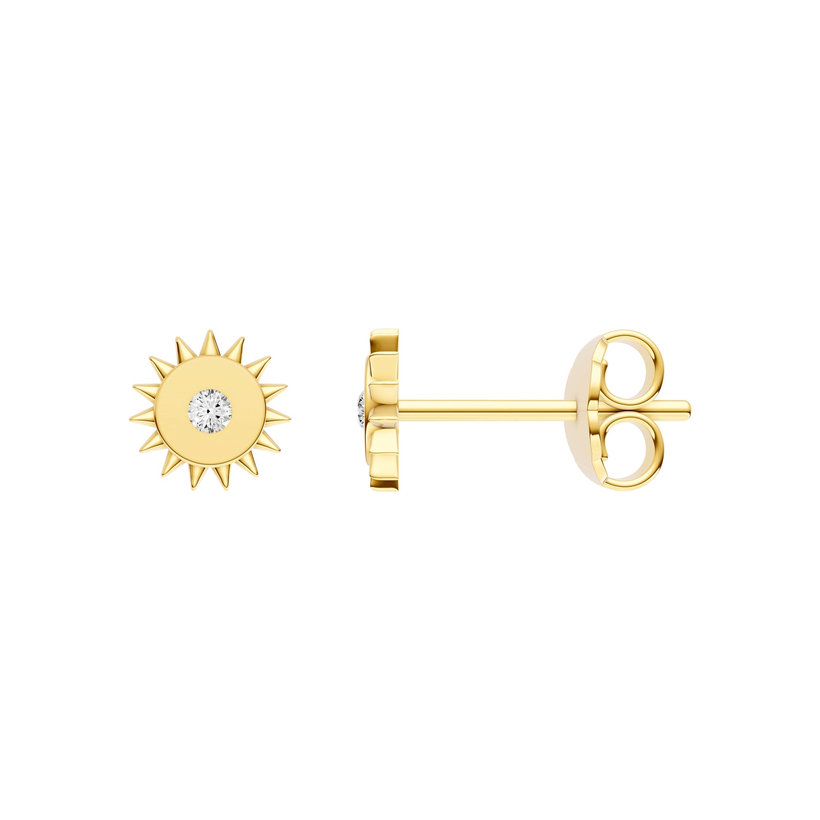3pt Diamond Sun Stud Earrings