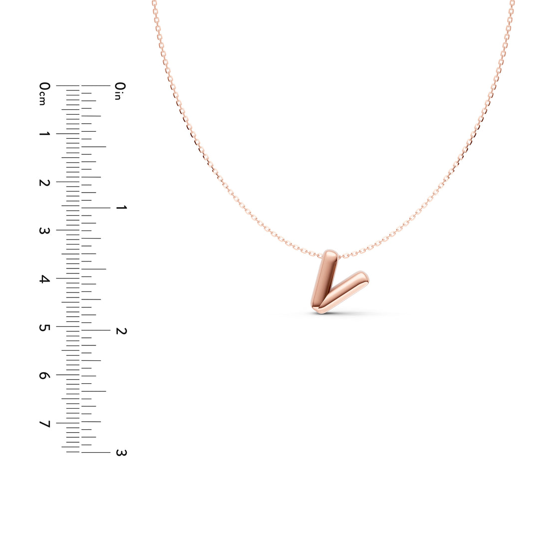 Puffy Bubble Initial ‘V’ Necklace
