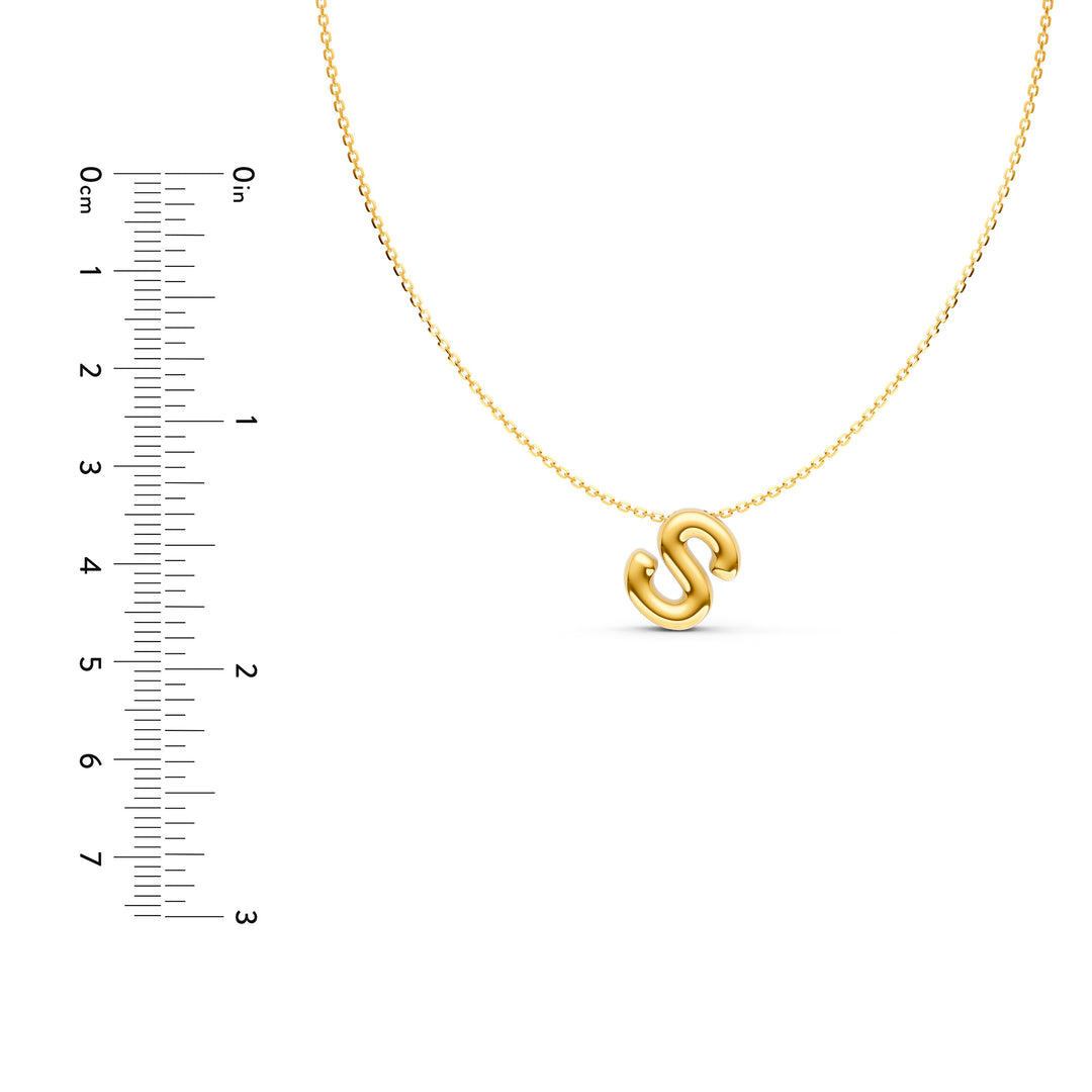 Puffy Bubble Initial ‘S’ Necklace
