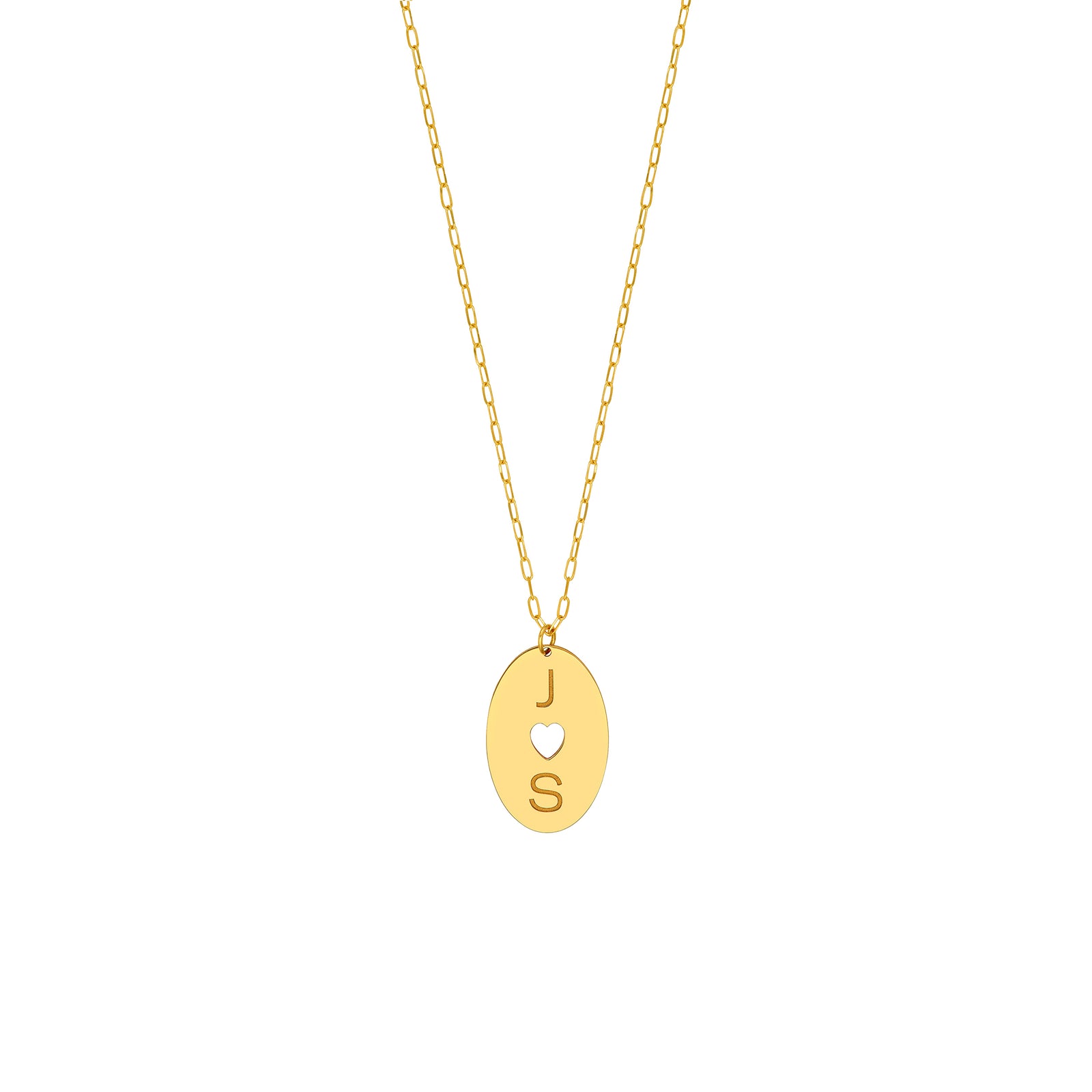 Cutout Heart Engravable Disk Paper Clip Necklace