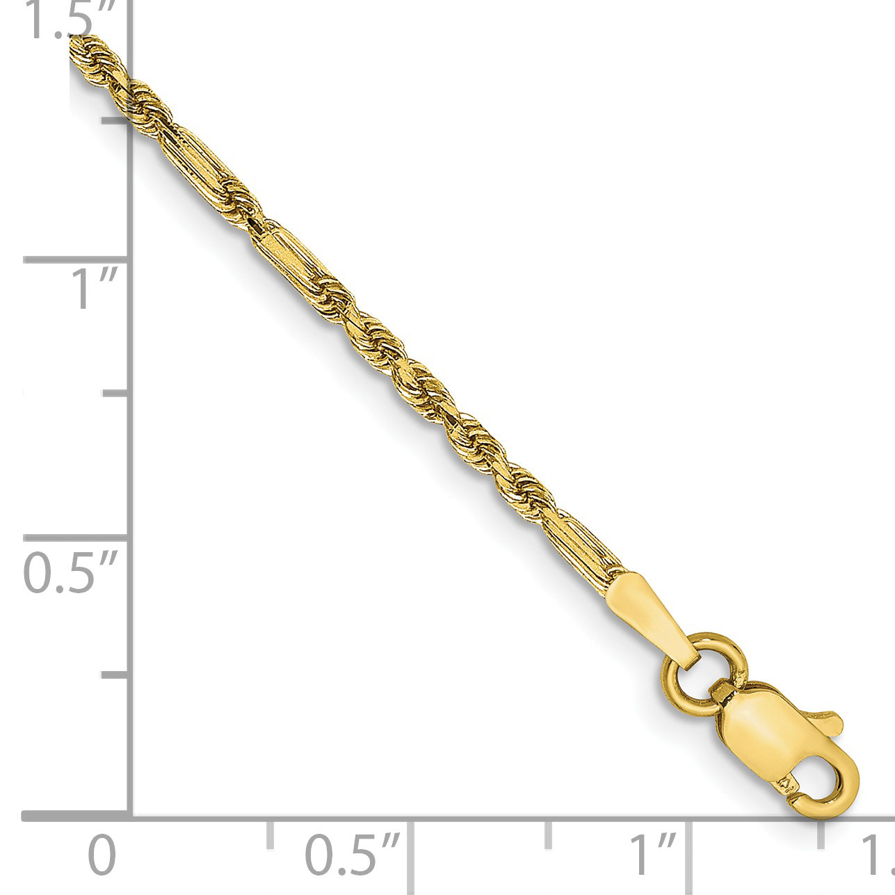 14k 1.8mm Diamond-cut Milano Rope Chain Anklet