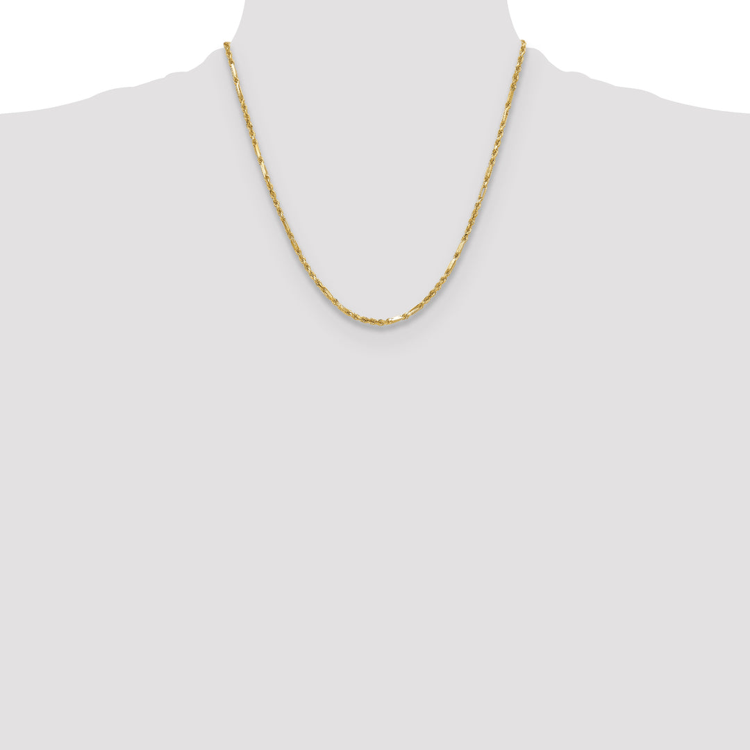 14k 2.75mm D/C Milano Rope Chain