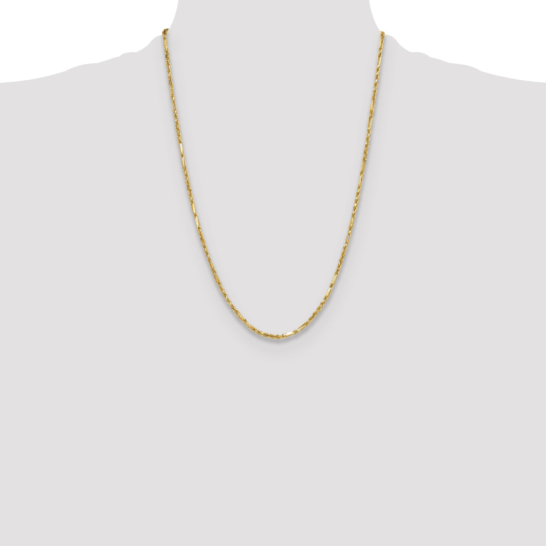 14k 2.75mm D/C Milano Rope Chain