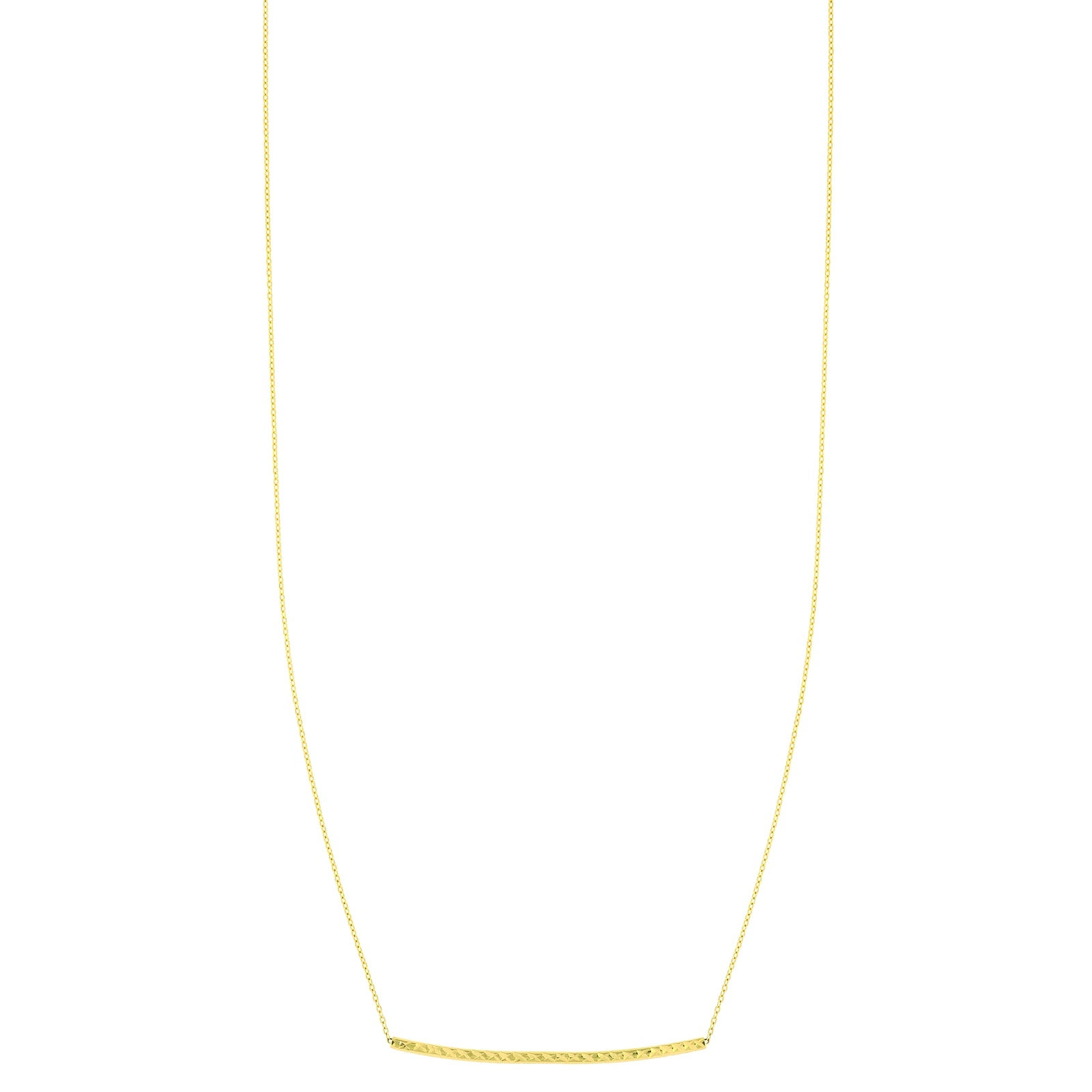 14K Gold Diamond Cut Thin Bar Necklace