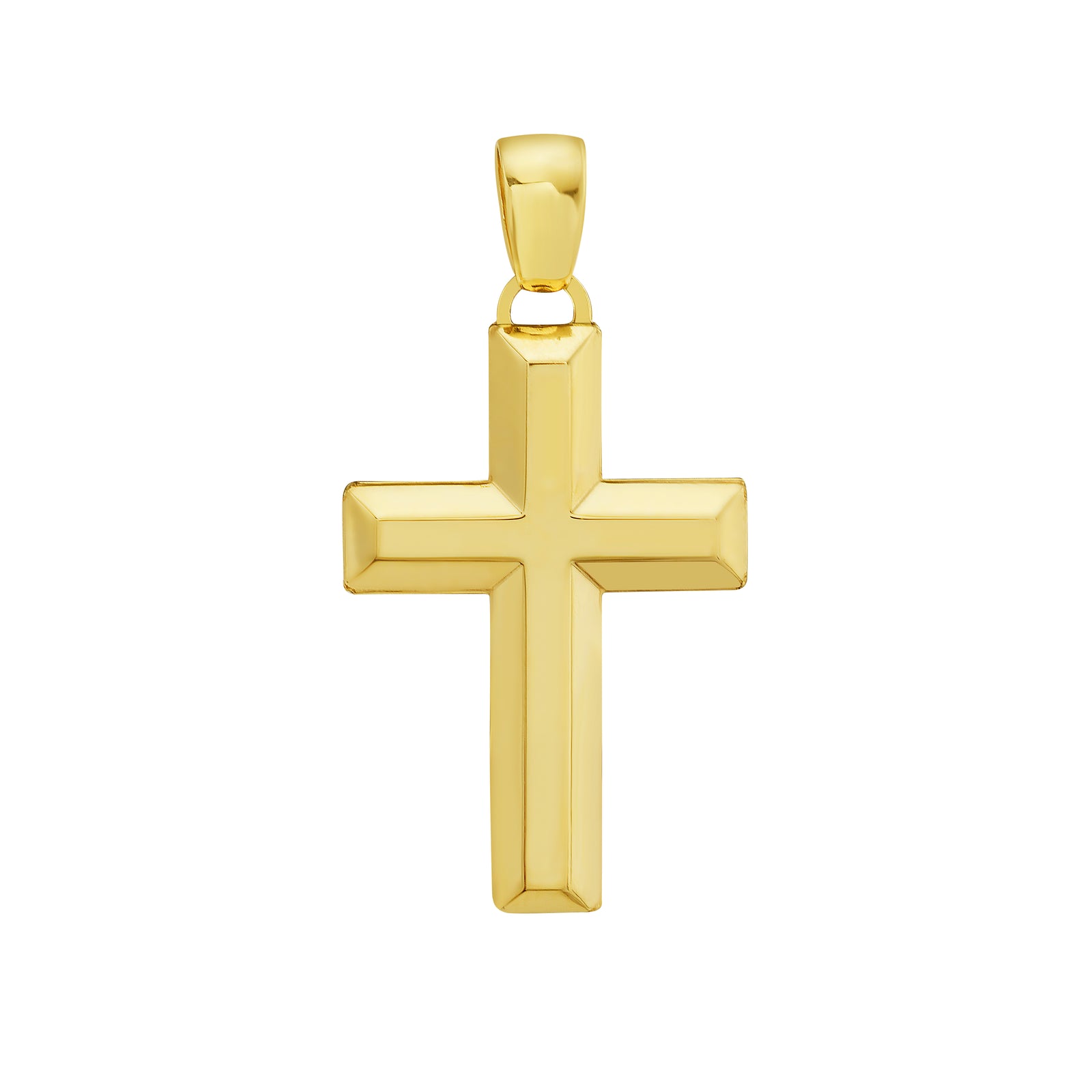 14K Beveled Cross Pendant