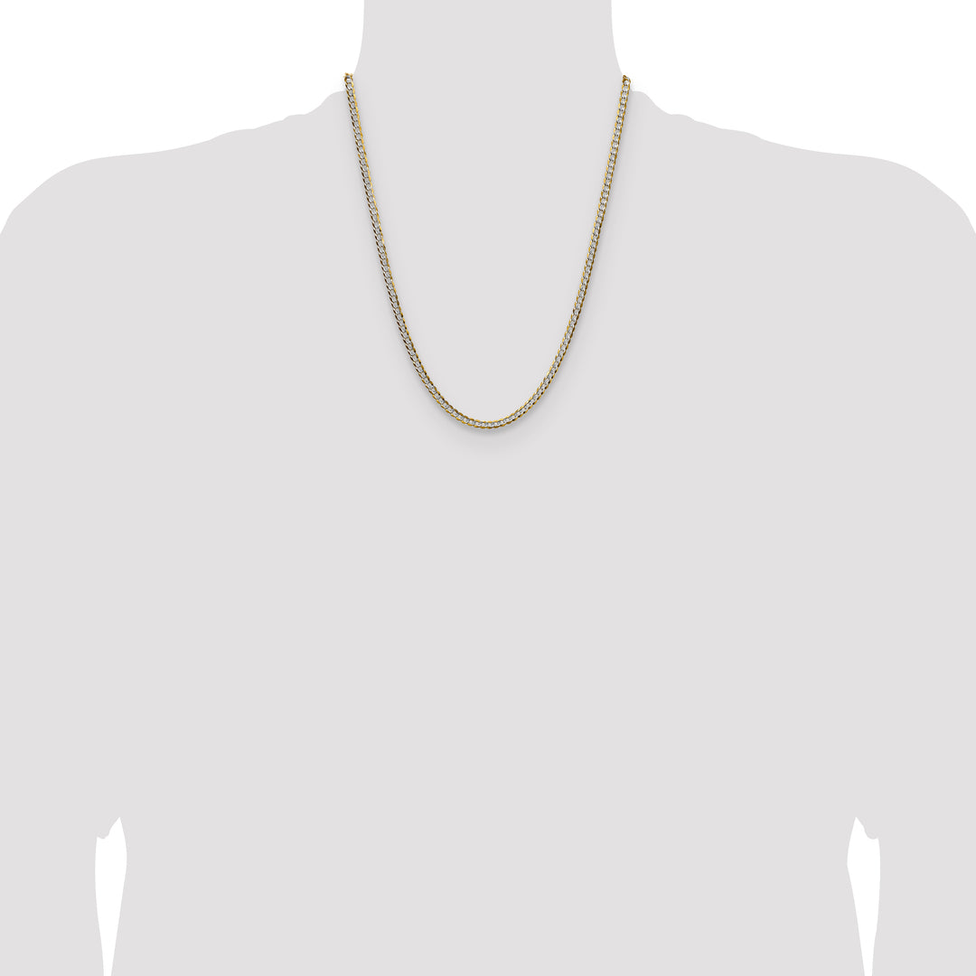 14k 3.7mm Lightweight PavÃ© Flat Cuban Chain