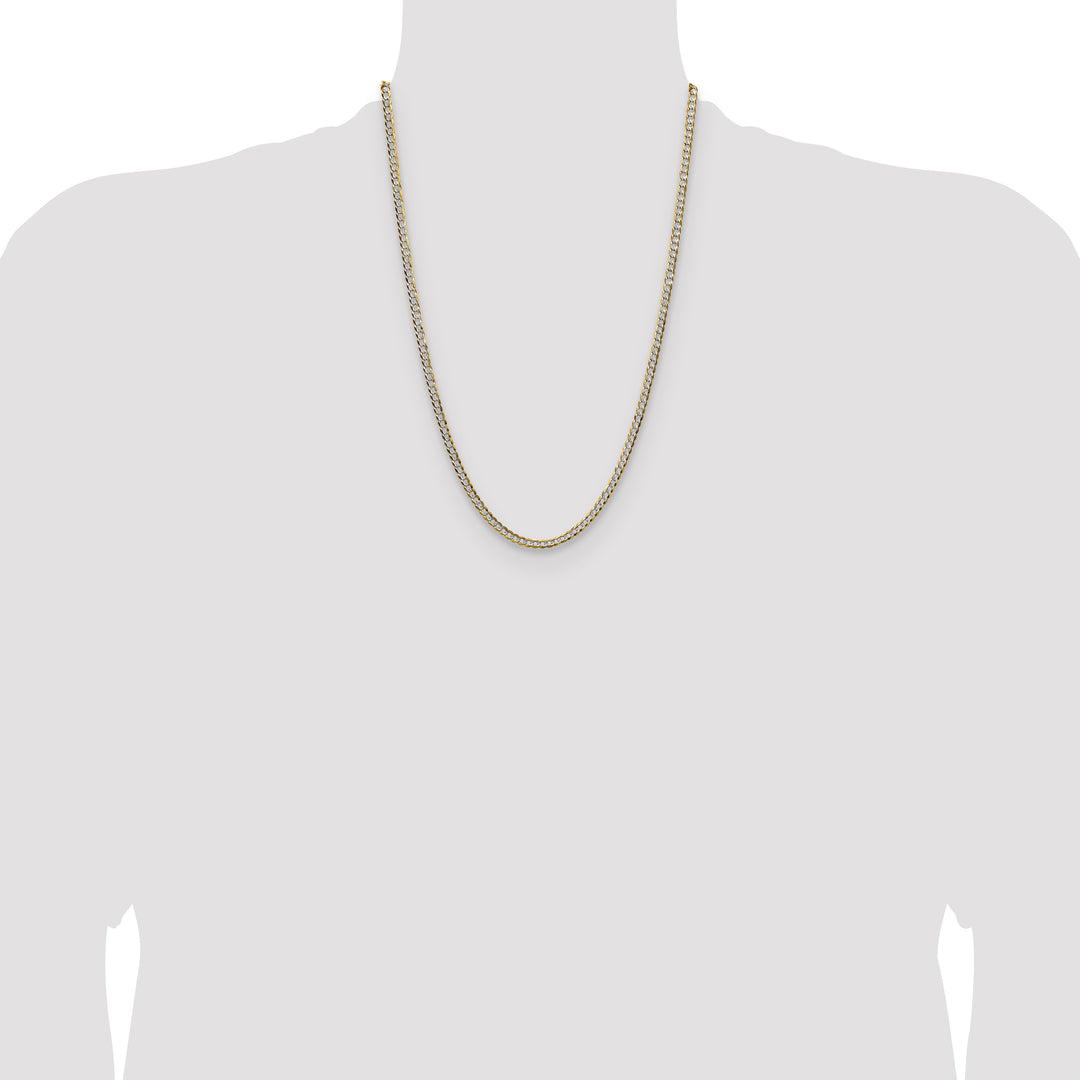 14k 3.7mm Lightweight PavÃ© Flat Cuban Chain