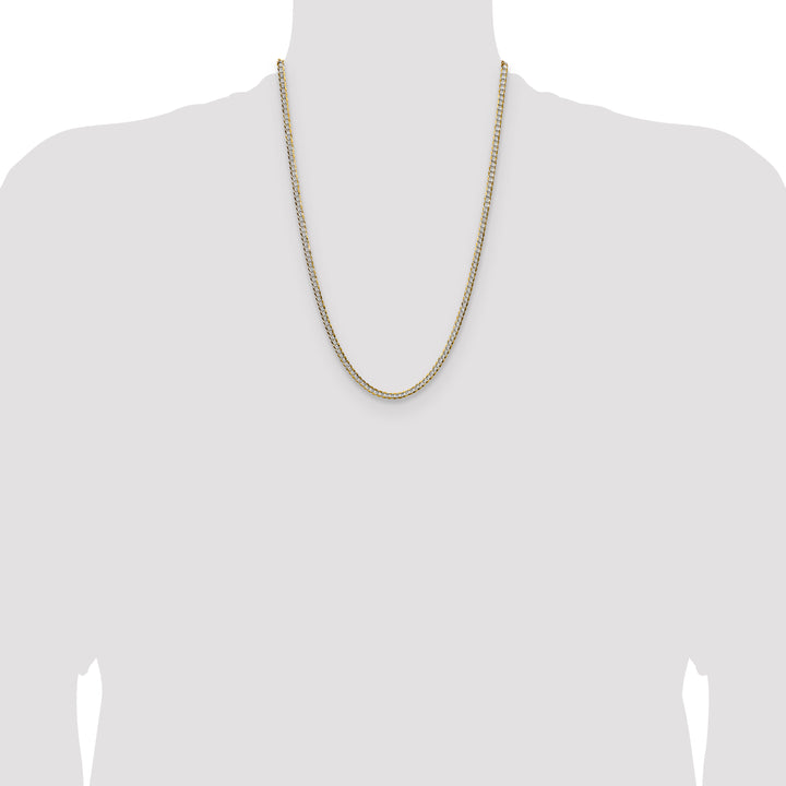 14k 3.7mm Lightweight PavÃ© Flat Cuban Chain