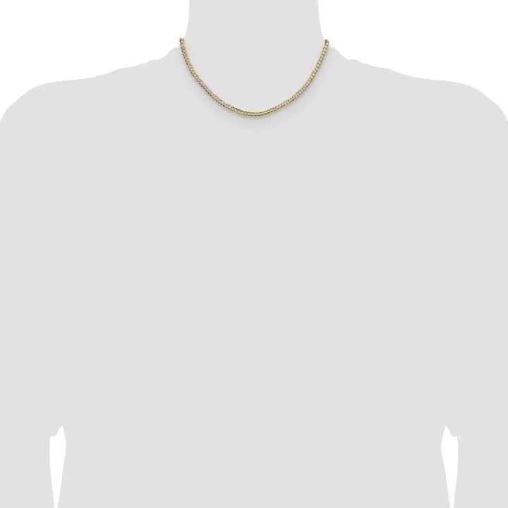 14k 3.7mm Lightweight Pavé Flat Cuban Chain