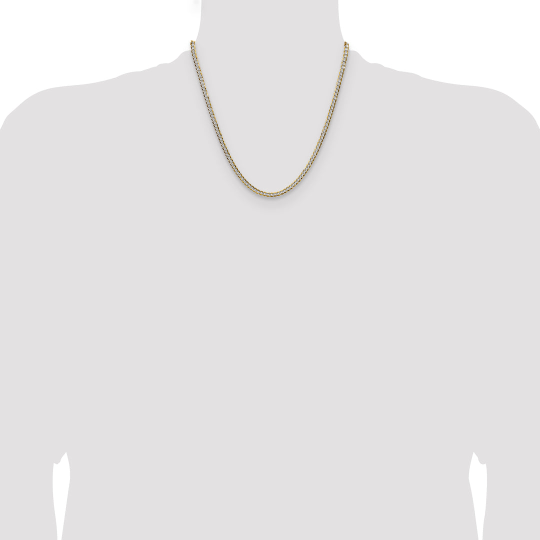 14k 3.7mm Lightweight Pavé Flat Cuban Chain