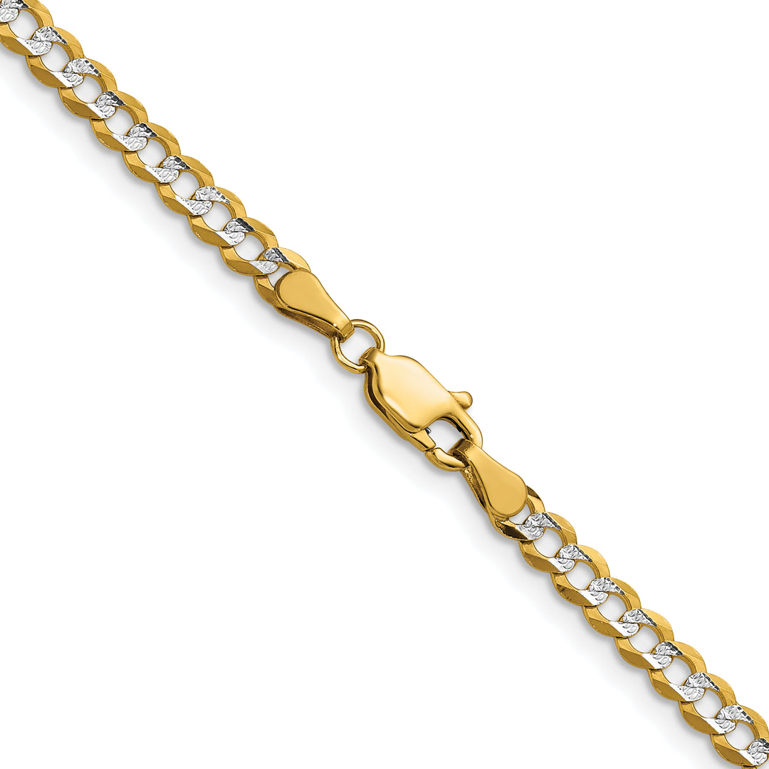 14k 3.7mm Lightweight Pavé Flat Cuban Chain