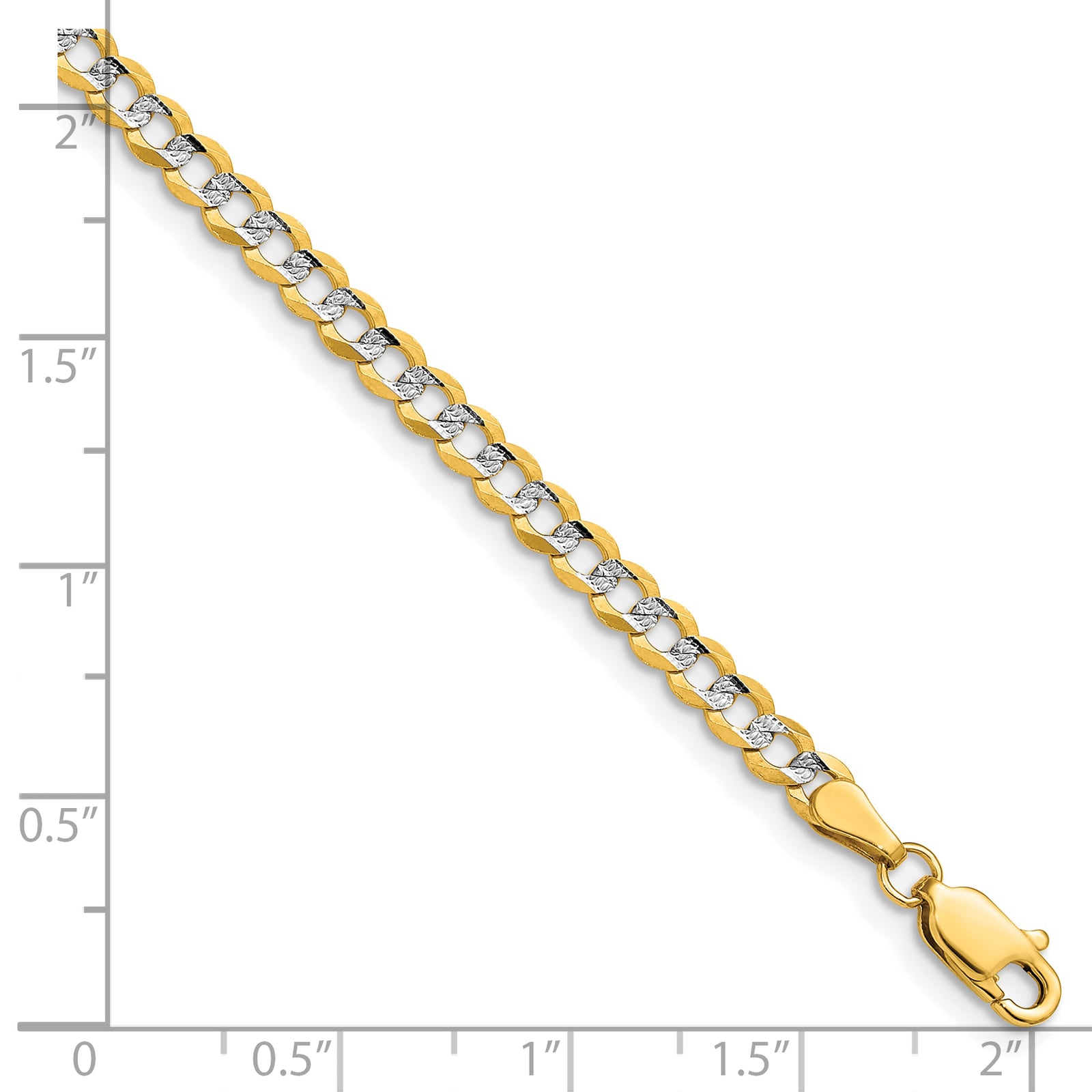 14k 3.7mm Lightweight Pavé Flat Cuban Chain