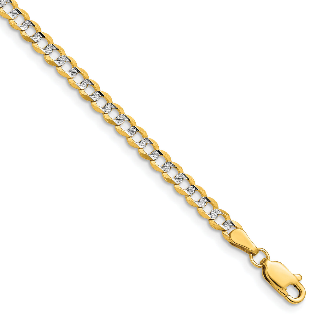 14k 3.7mm Lightweight Pavé Flat Cuban Chain